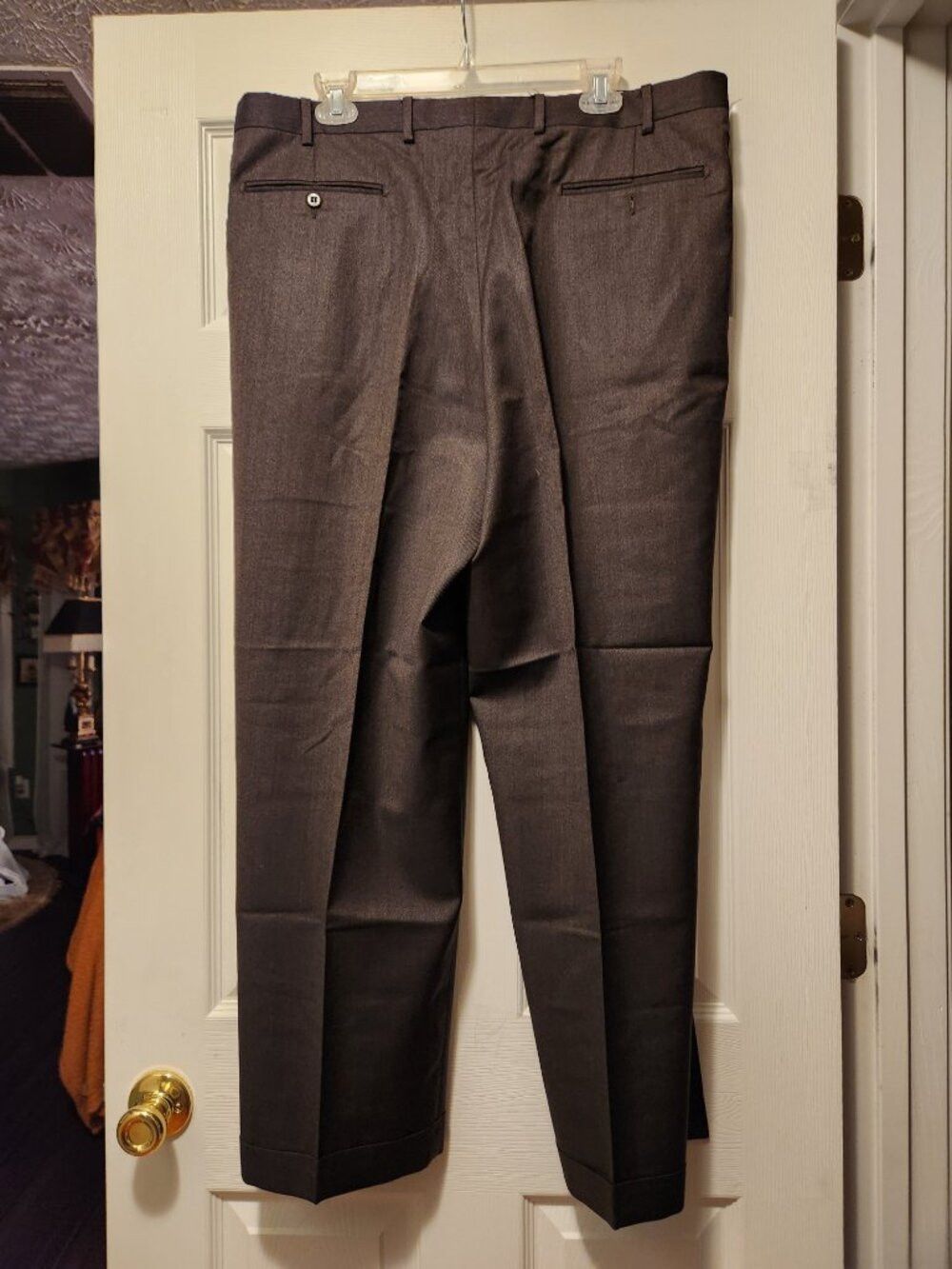 Zanella zanella men's dark brown 100%wool dress pants size: 38/30 Size 38R - 3 Thumbnail