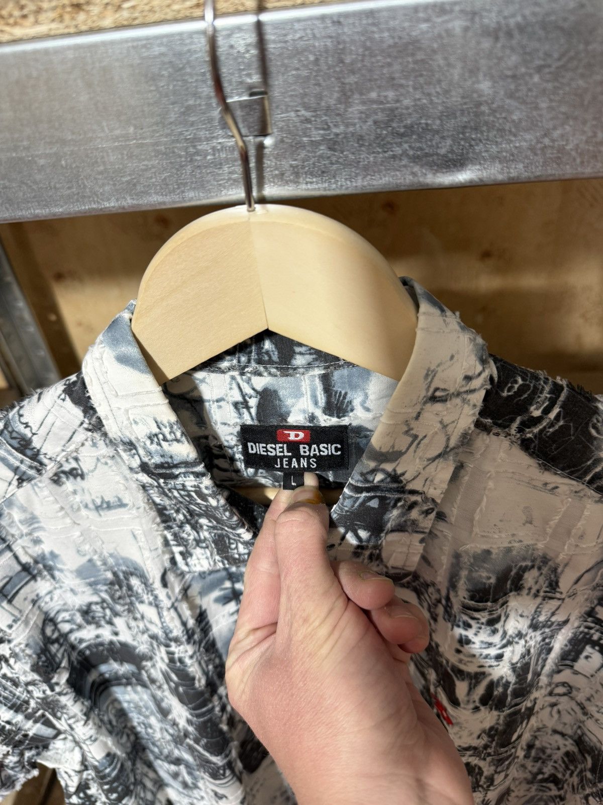 Diesel × Vintage Vintage 90’s Diesel Logo Button Shirt Y2K Hype Rare Retro Size US L / EU 52-54 / 3 - 8 Thumbnail