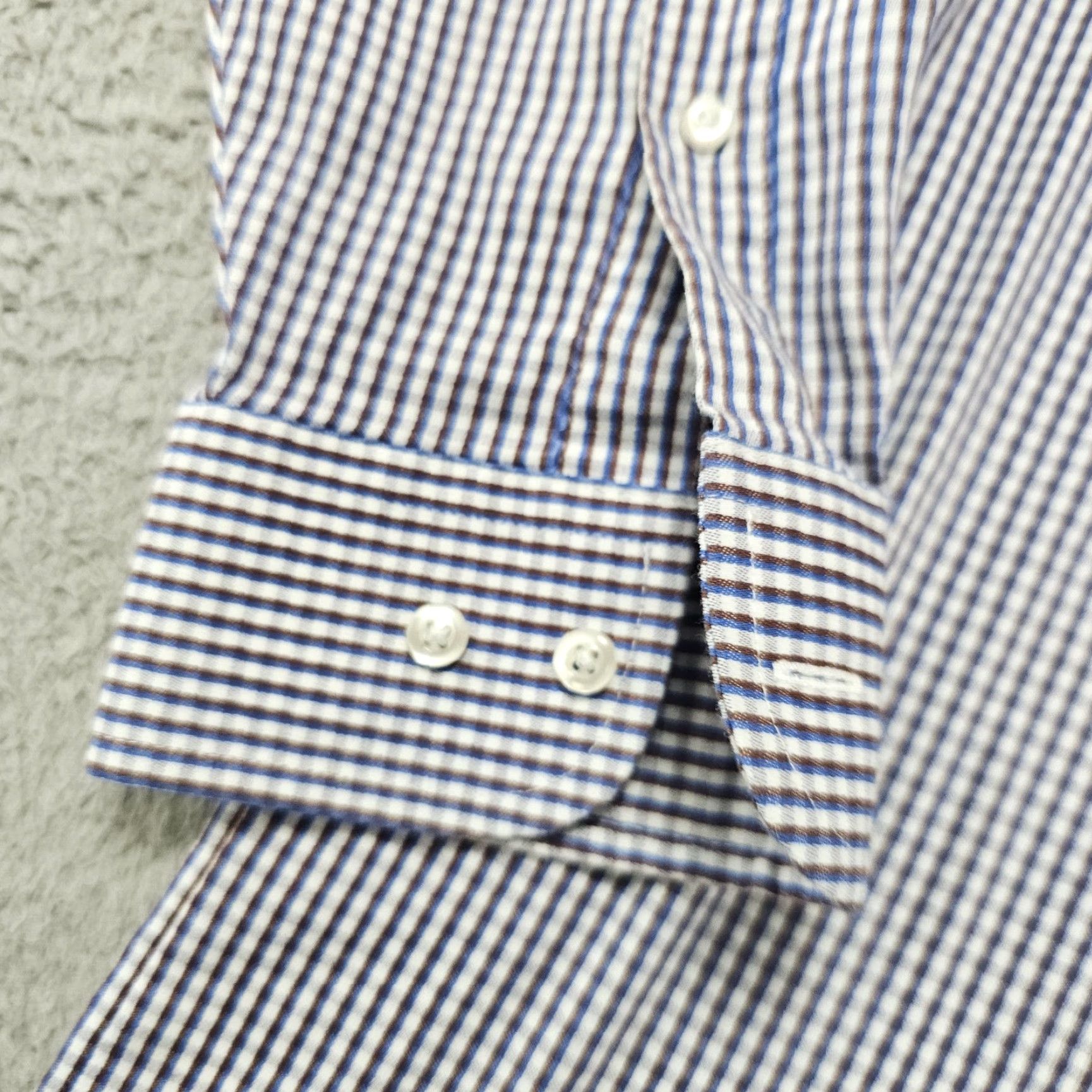 Stafford Stafford Shirt Mens XL Blue Brown Check Regular Fit Sweat Repel Gingham Size US XL / EU 56 / 4 - 5 Thumbnail