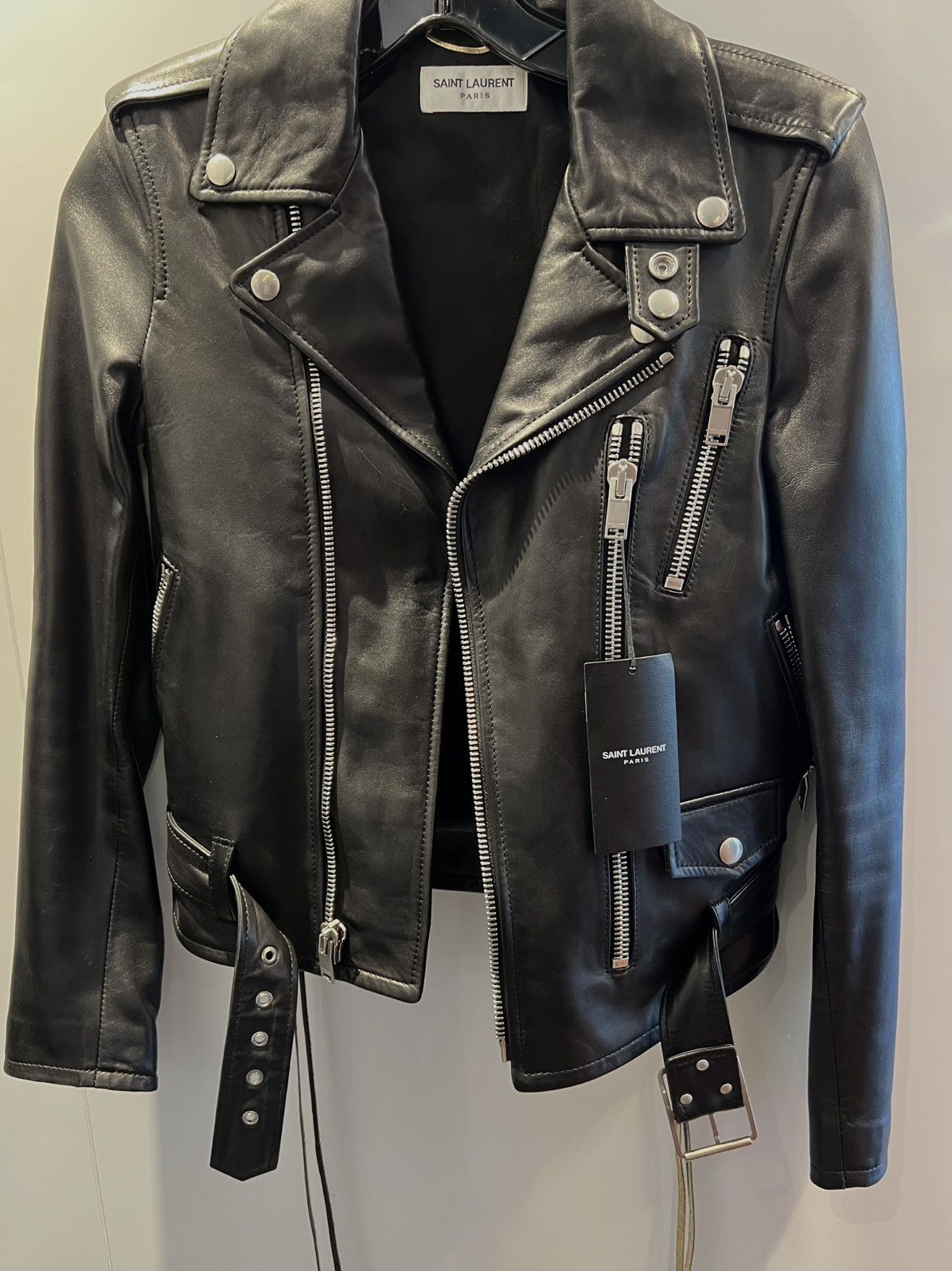 Saint Laurent Paris 🔥$7.6K VALUE🔥 Black Leather Biker Jacket Size XS / US 0-2 / IT 36-38 - 1 Thumbnail