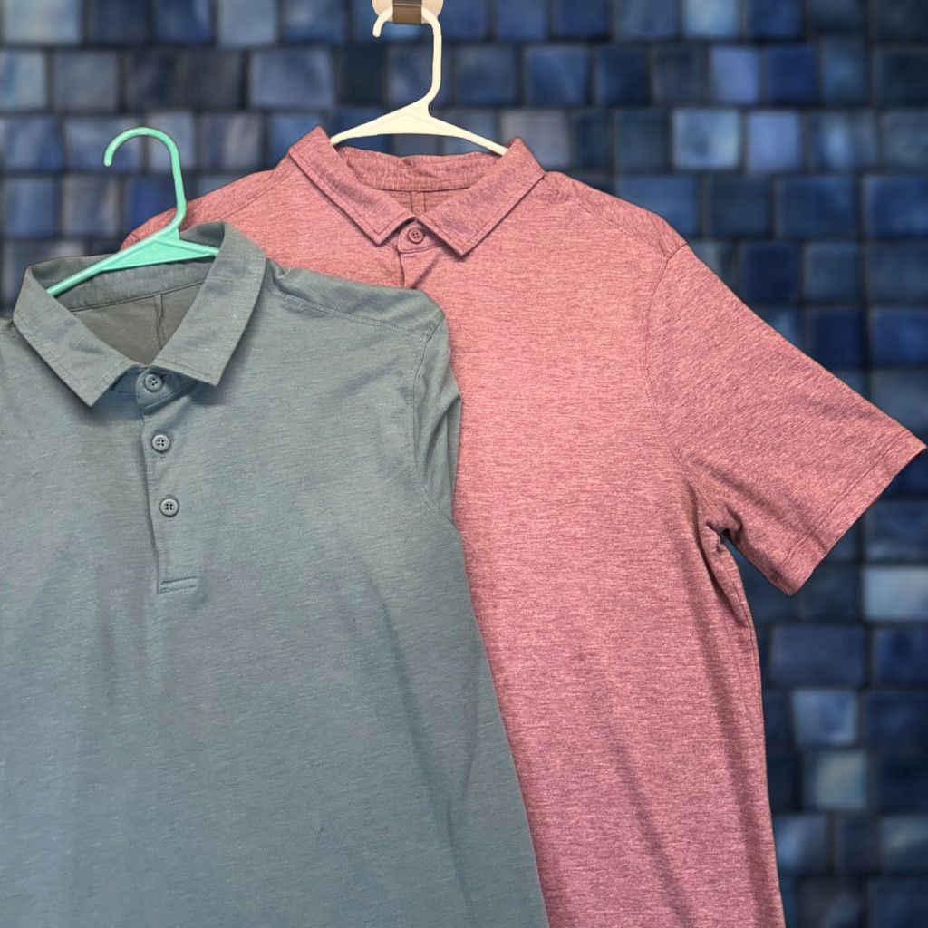 VINTAGE Lululemon Polo Shirt Men Small Short Sleeve Golf Light Purple Blue