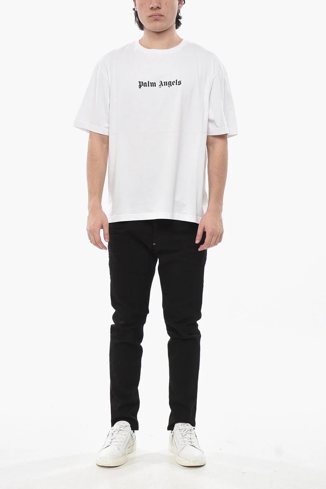 Palm Angels og1mm0226 Contrast Logo Crewneck T-Shirt in White Size US S / EU 44-46 / 1 - 4 Thumbnail