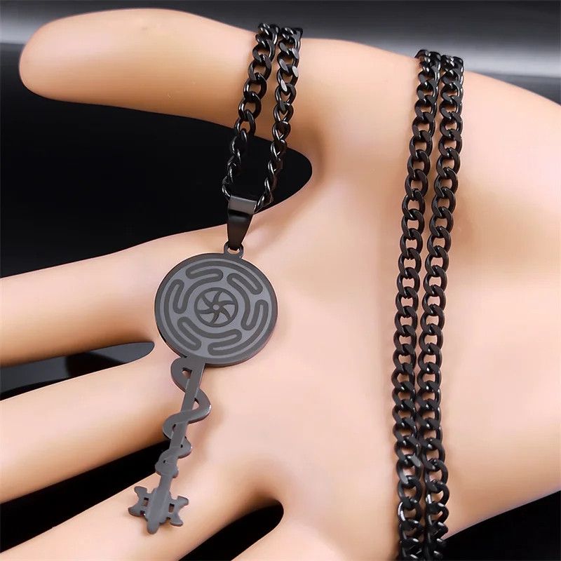 Jewelry Hekate Wheel Snake Key Strophalos of Hecate Pendant Necklace Size ONE SIZE - 4 Thumbnail