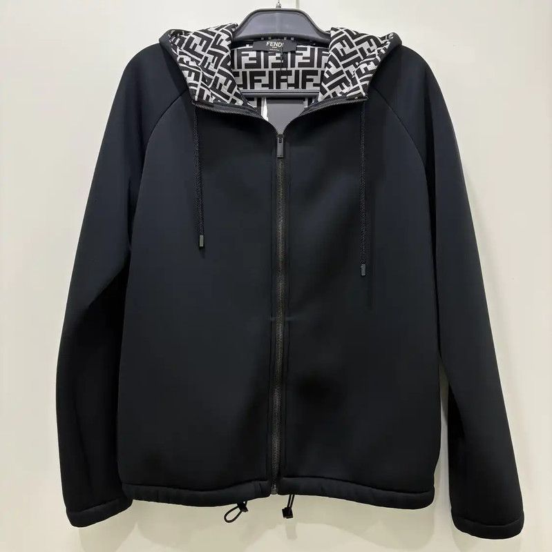 Fendi Fendi Black Nylon Men's Jacket with Logo Hood 0089 Size US L / EU 52-54 / 3 - 1 Thumbnail