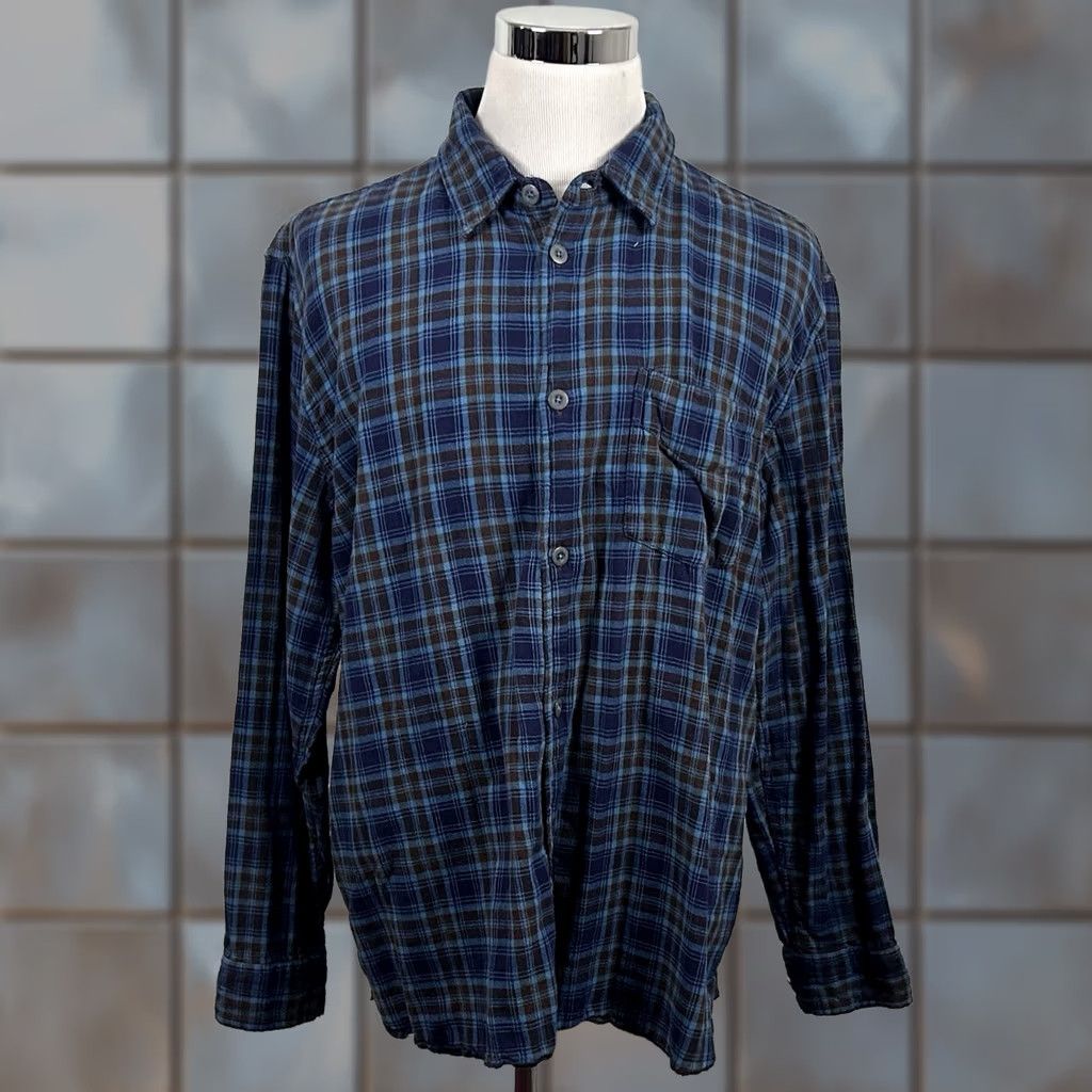 Carbon2Cobalt Carbon 2 Cobalt XL Flannel Shirt Blue Plaid Cotton Button Front Casual Shirt Men XL Blue Plaid Cotton Button-Front Long Sleeve Collared Shirt Size US XL / EU 56 / 4 - 1 Thumbnail