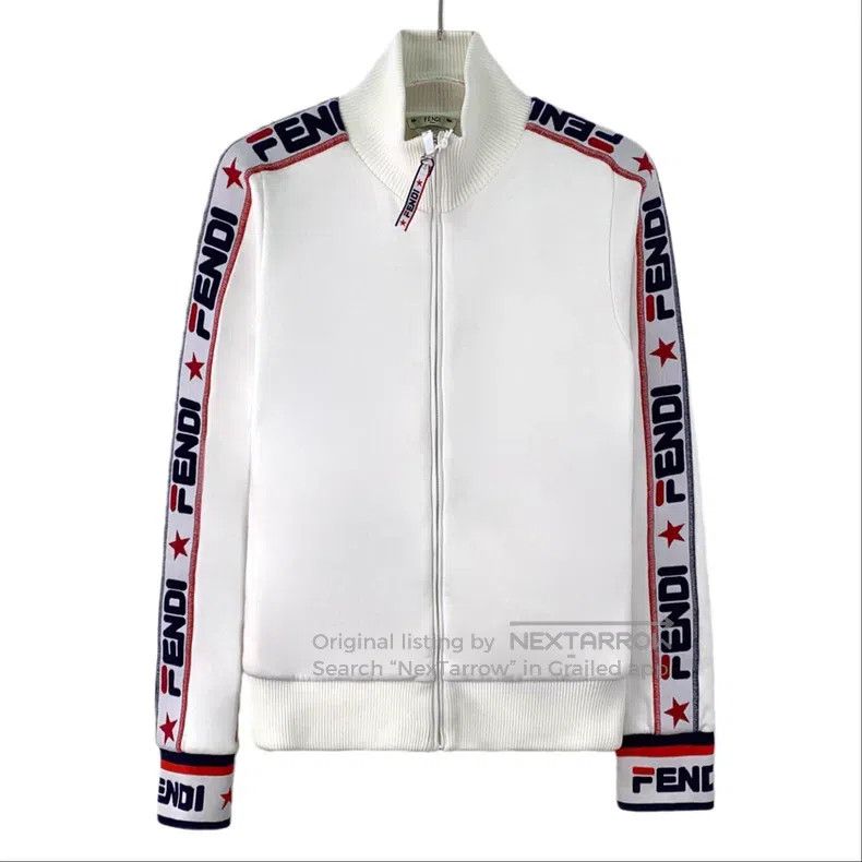 Fendi Fendi White Side Logo Letter Stripe Cotton Stand Collar Zi Size XS / US 0-2 / IT 36-38 - 1 Thumbnail