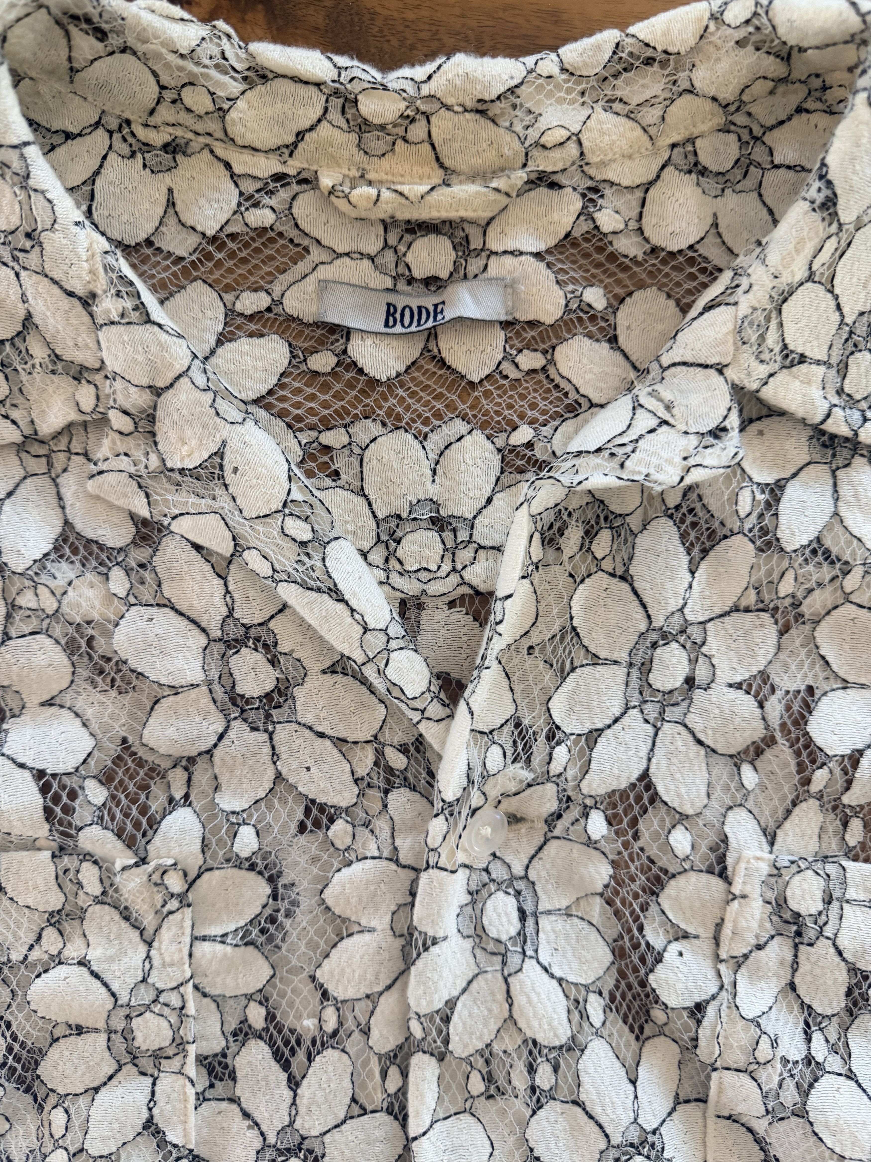 Bode Bode Daisy Guipure Lace Short Sleeve Shirt — L/XL Size US L / EU 52-54 / 3 - 2 Thumbnail
