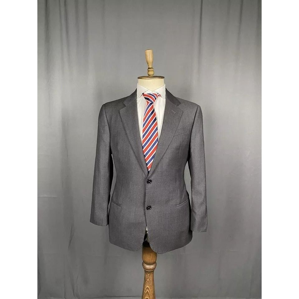 Armani Collezioni Armani Collezioni Men's Gray Wool Blazer Sportcoat Jacket Si Size 50R - 2 Thumbnail