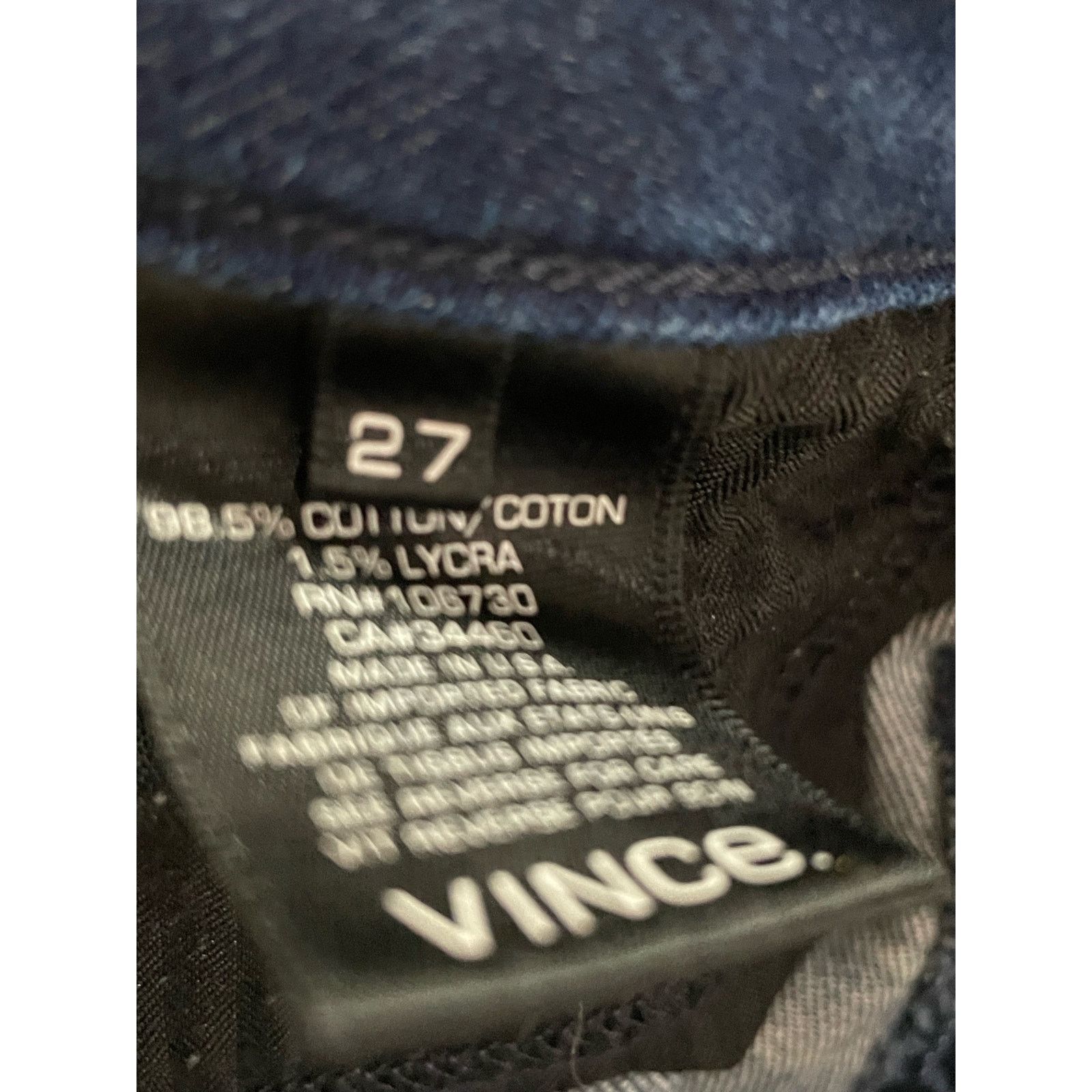 Vince Vince High Rise Skinny Dark Optic Blue Sz 27 Women's Jeans Size 27" / US 4 / IT 40 - 3 Thumbnail