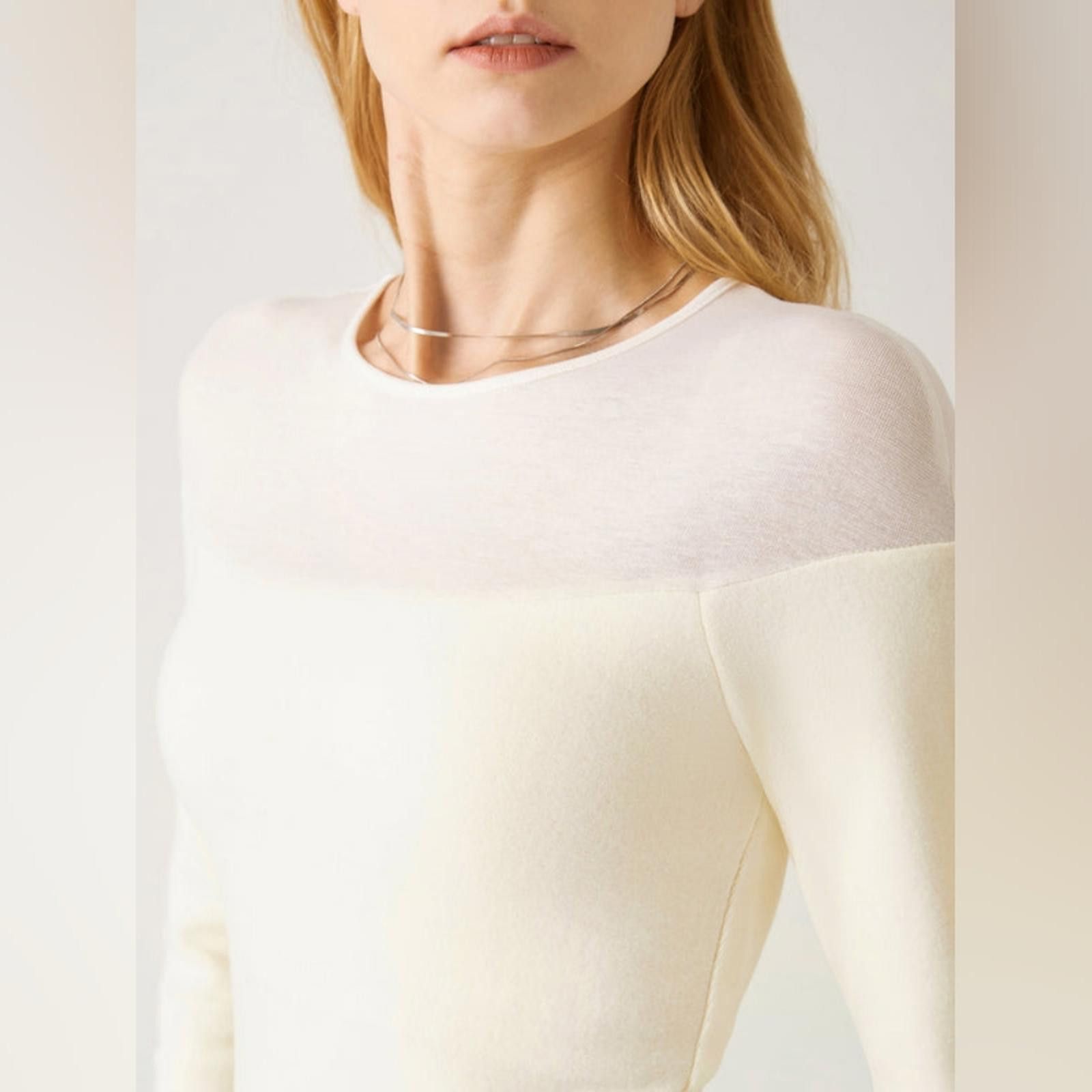 Designer OGL Light Thermal Tencel Wool Sheer Shoulder Brami Top Size S / US 4 / IT 40 - 9 Thumbnail