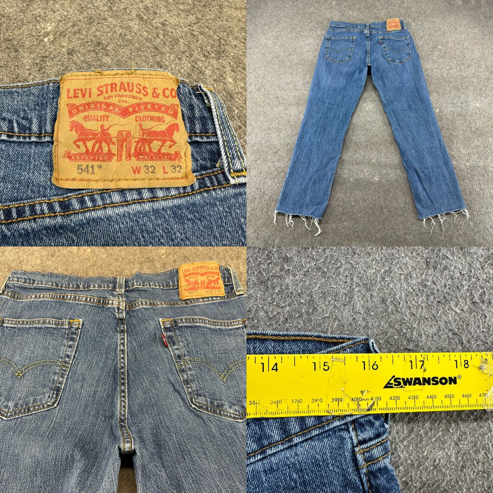 Levi's Levi's 541 Jeans Men 32x29 Blue Tapered Athletic Fit Medium Wash Distressed Raw Hem Casual Jeans Mens Regular Type Denim Cotton Blend Size US 32 / EU 48 - 8 Thumbnail