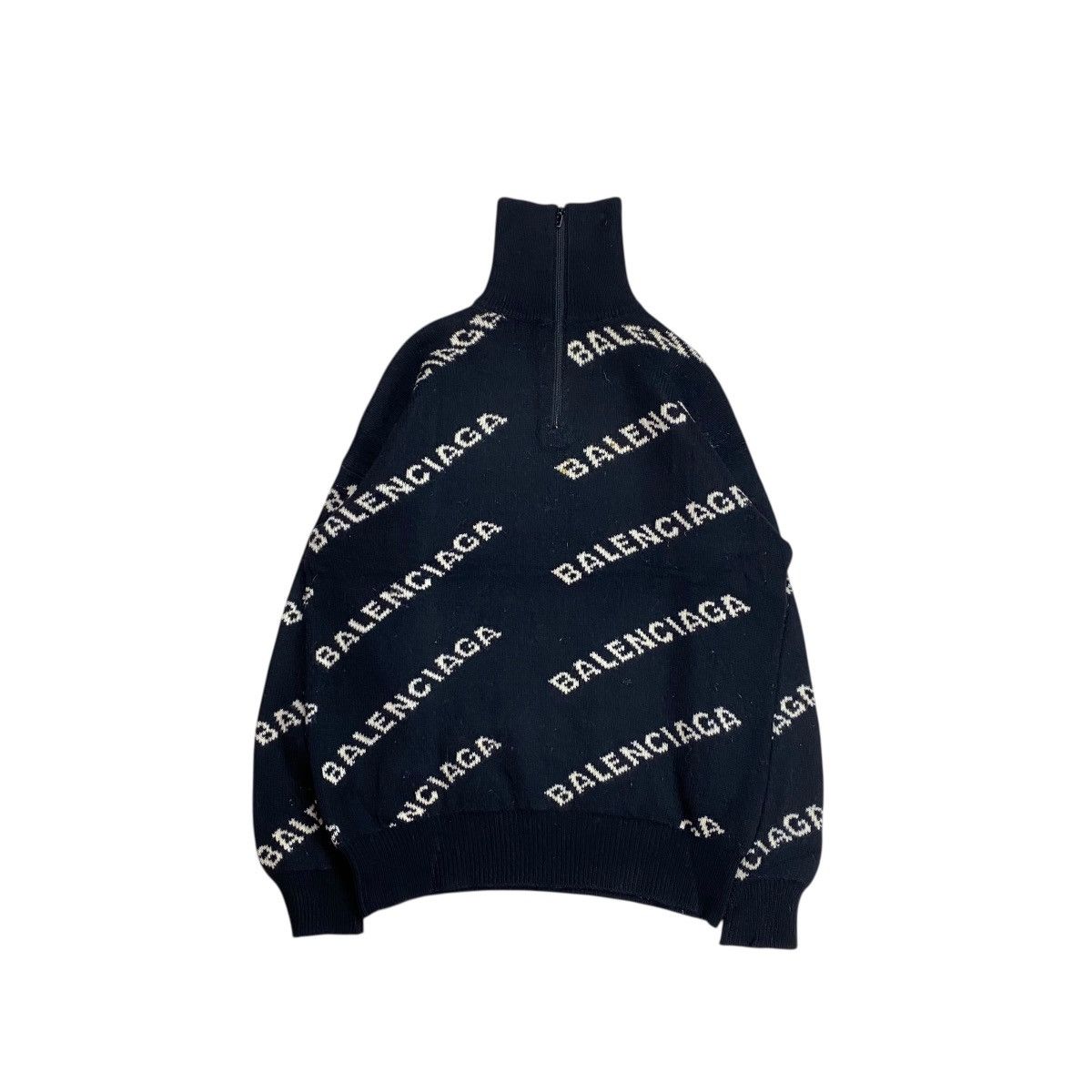 Balenciaga Balenciaga Halfzip Intarsia Logo Oversized Knitwear Size US S / EU 44-46 / 1 - 1 Thumbnail