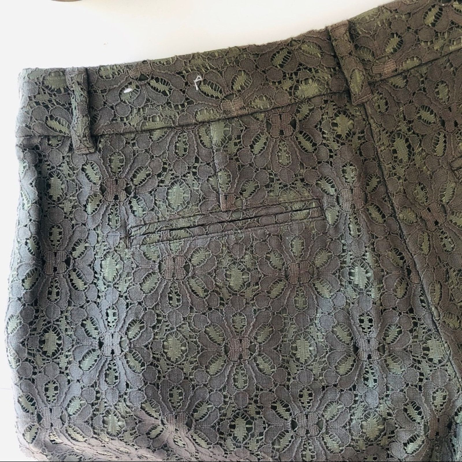 Loft NEW ANN TAYLOR LOFT Olive Green Lace Chino Tab Zip Shorts Size 28" / US 6 / IT 42 - 8 Thumbnail