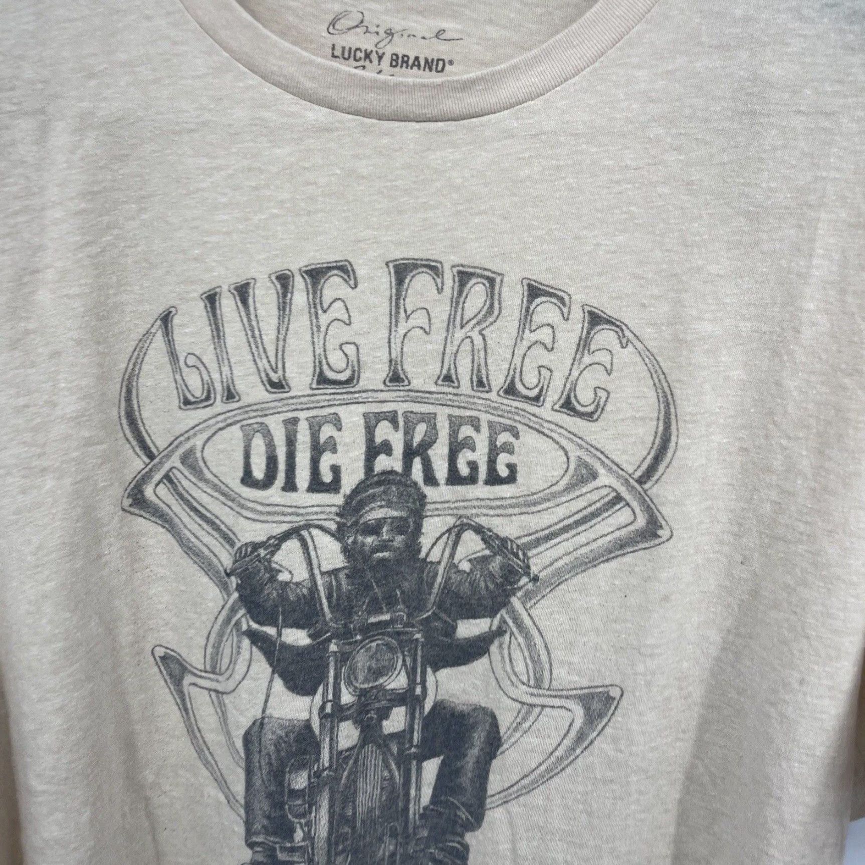 Lucky Brand VINTAGE Lucky Brand Men’s T-Shirt Short Sleeve Crew Neck Motorcycle Graphic Fall Summer Spring Winter Big & Tall XL Beige Casual Men Size US XL / EU 56 / 4 - 5 Thumbnail