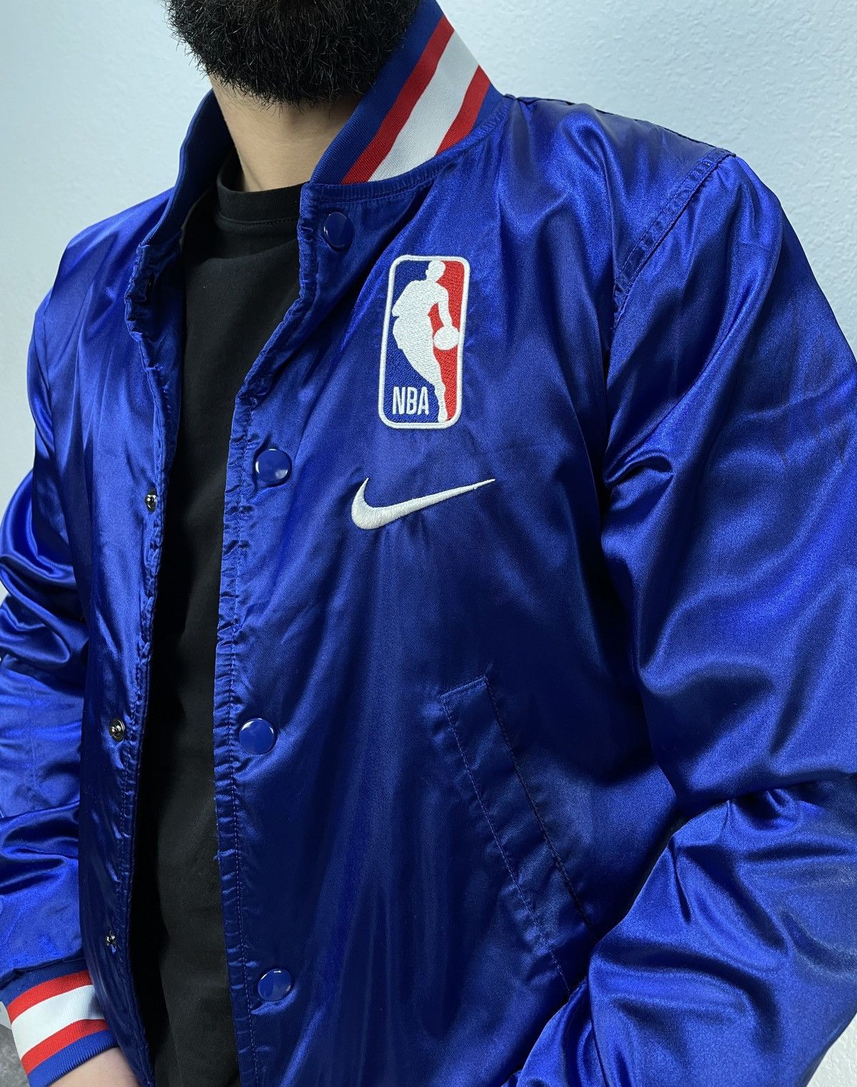 Vintage Nike NBA Satin Y2K Drill Nylon Bombers Jacket