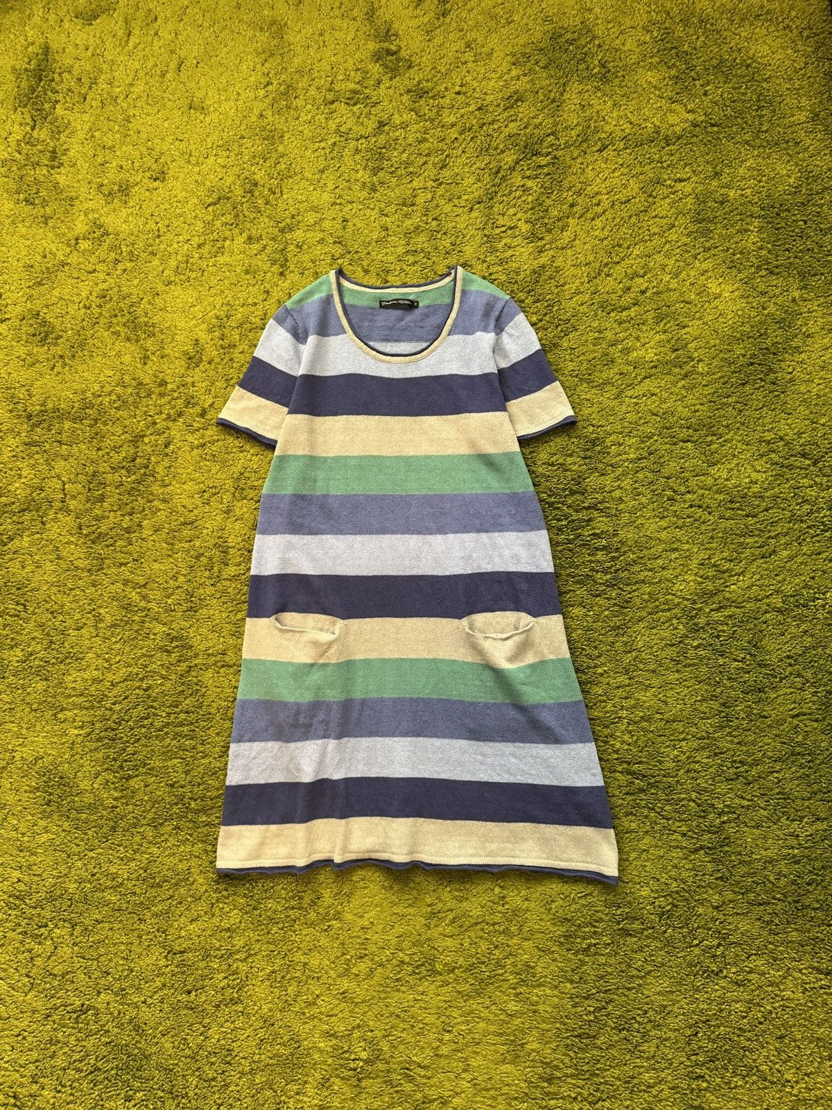 Designer Gudrun Sjoden avant garde linen blend striped knit dress Size M / US 6-8 / IT 42-44 - 7 Thumbnail