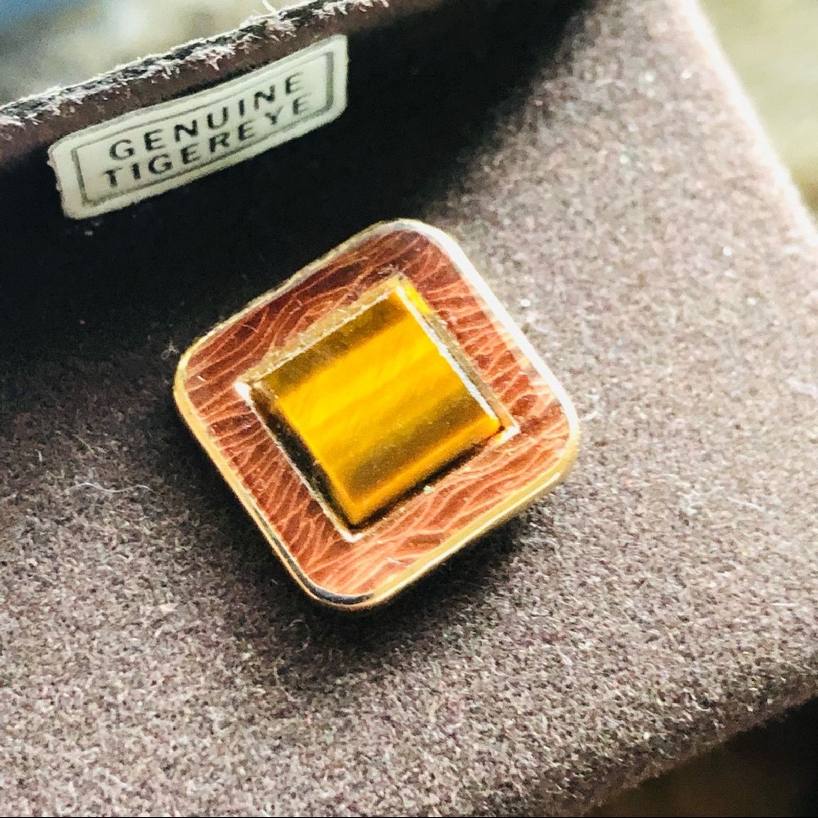 Vintage Vintage Swank genuine tigers eye tie pin with chain NIB Size ONE SIZE - 2 Thumbnail