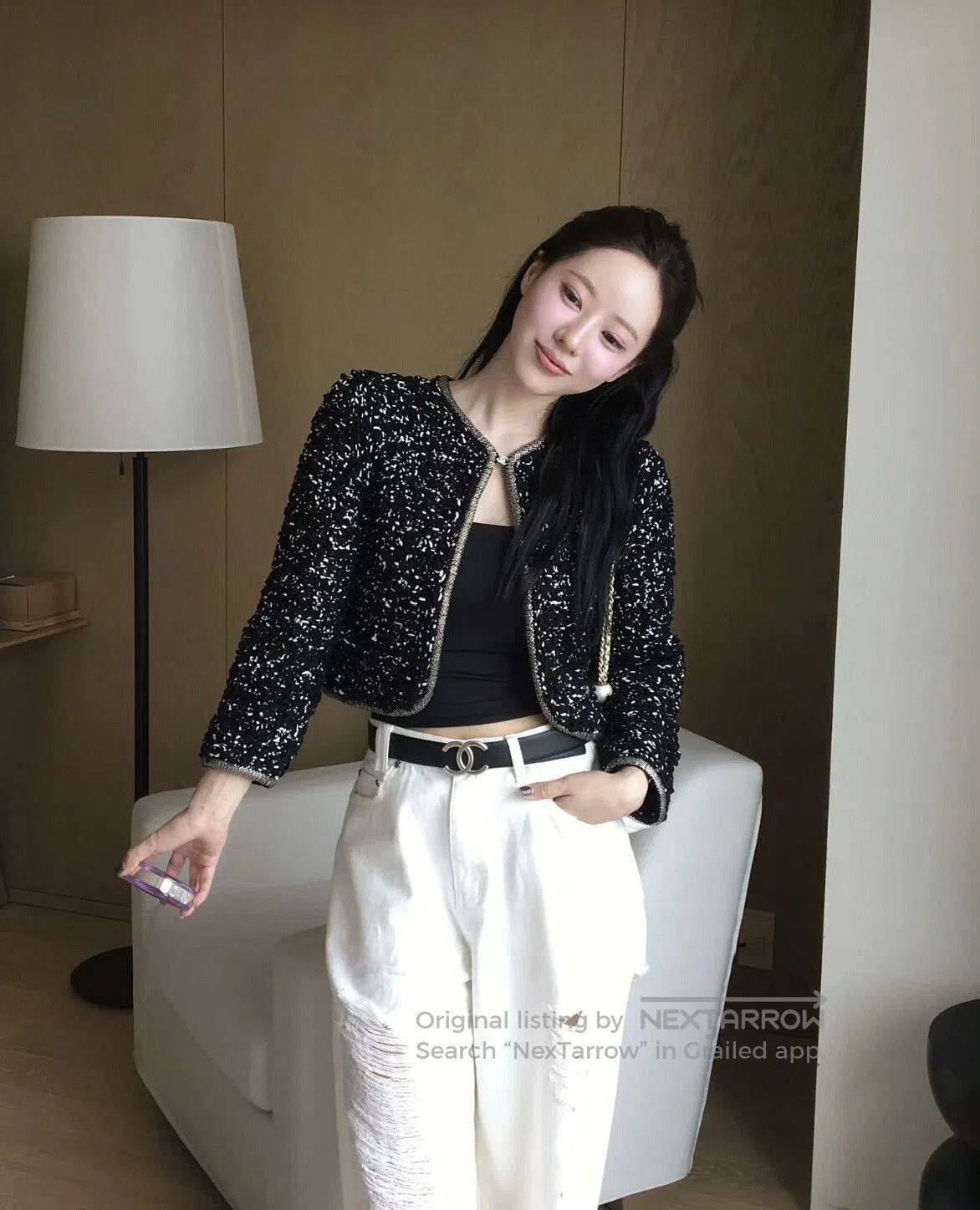 Chanel Chanel 25P Black White Crystal Trim Jacket. Size US M / EU 48-50 / 2 - 7 Thumbnail