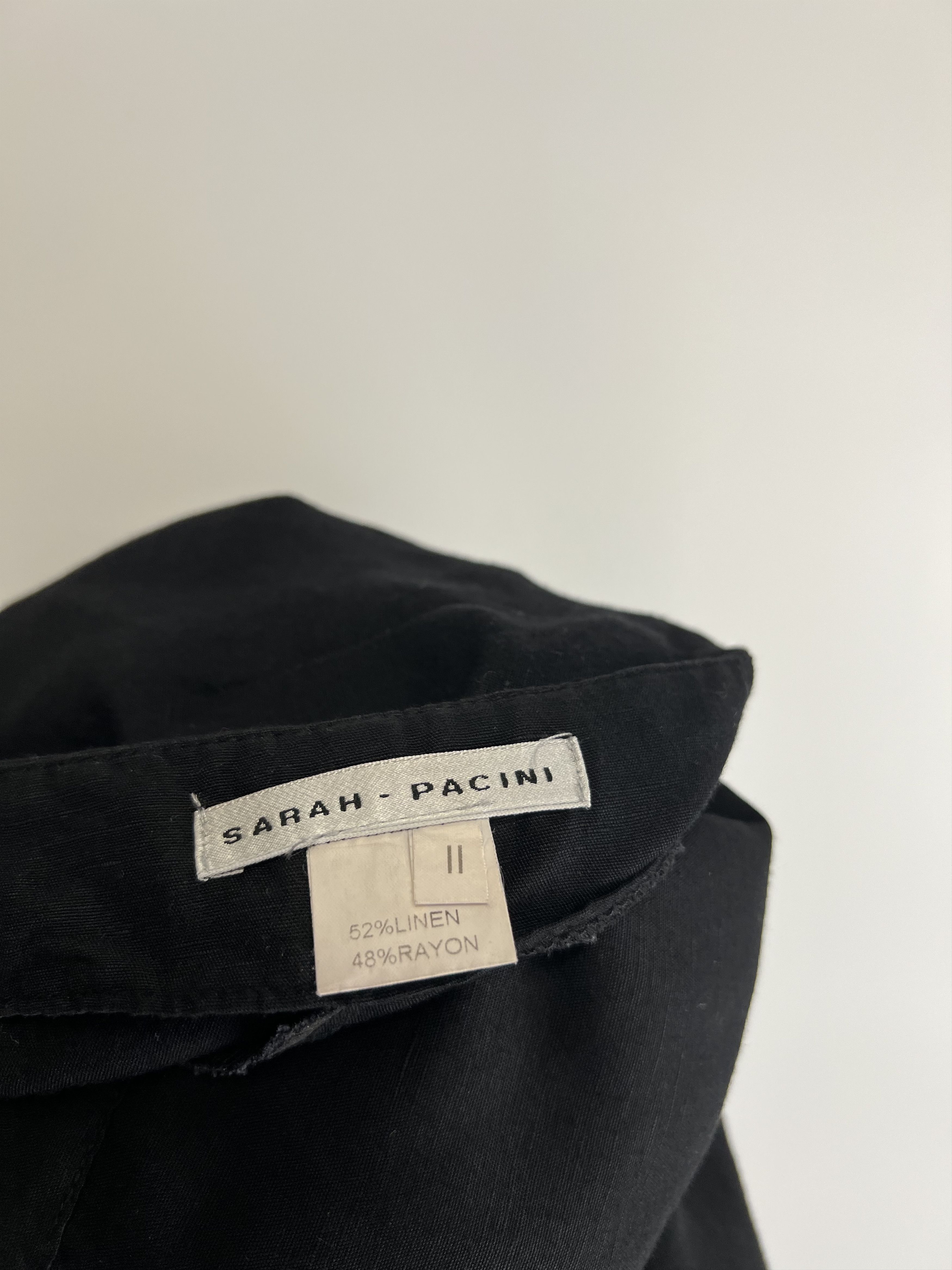 Sarah Pacini Sarah Pacini Black Linen Rayon Trousers Pants Size 2 Size 30" / US 8 / IT 44 - 4 Thumbnail