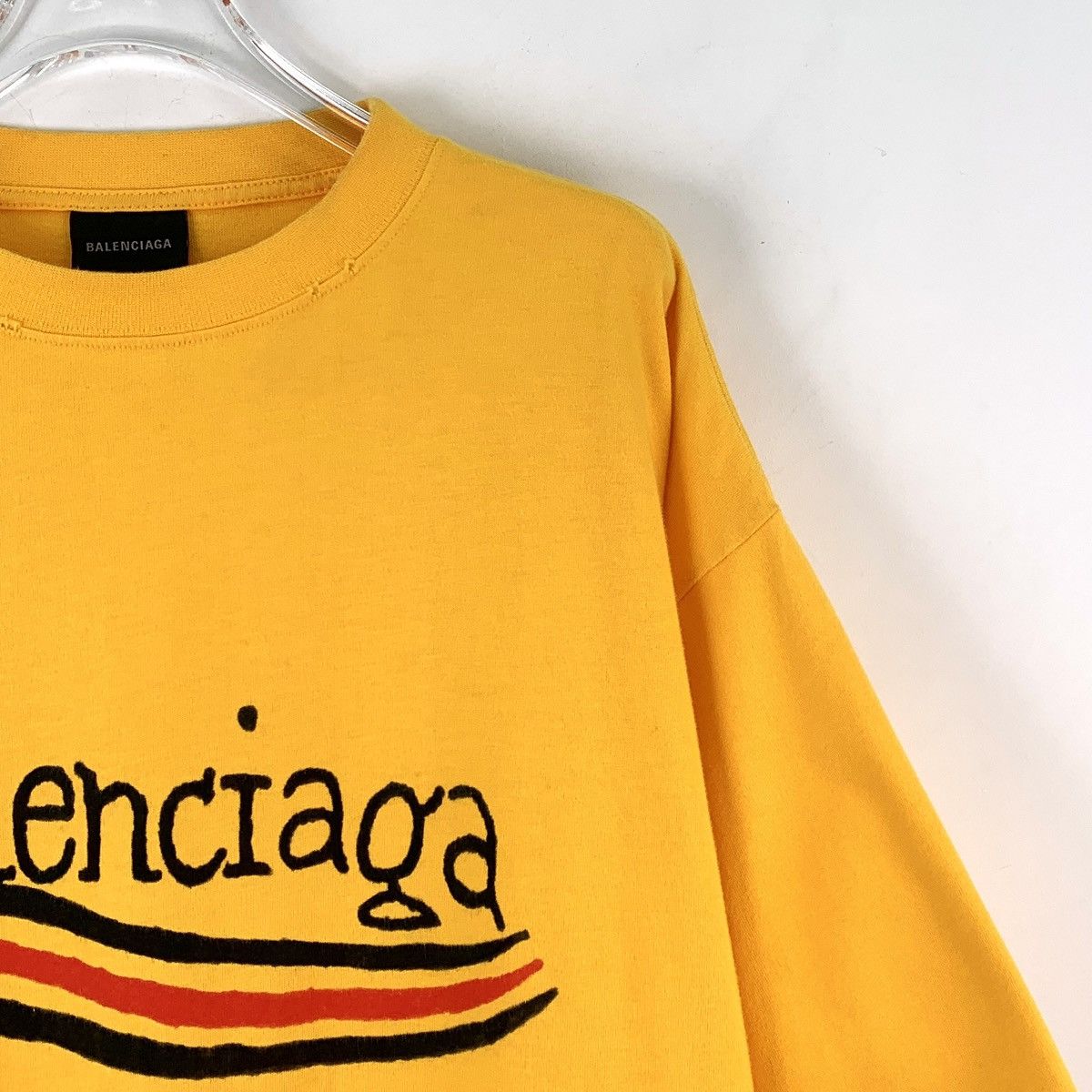 Balenciaga Balenciaga Yellow Logo Printed Short Sleeve T-Shirt K26WX Size US M / EU 48-50 / 2 - 3 Thumbnail