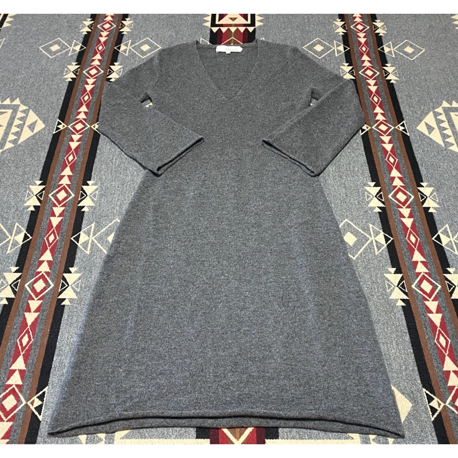 image of Allude Women's 100% Cashmere Gray Sweater Dress Size S T72 in White