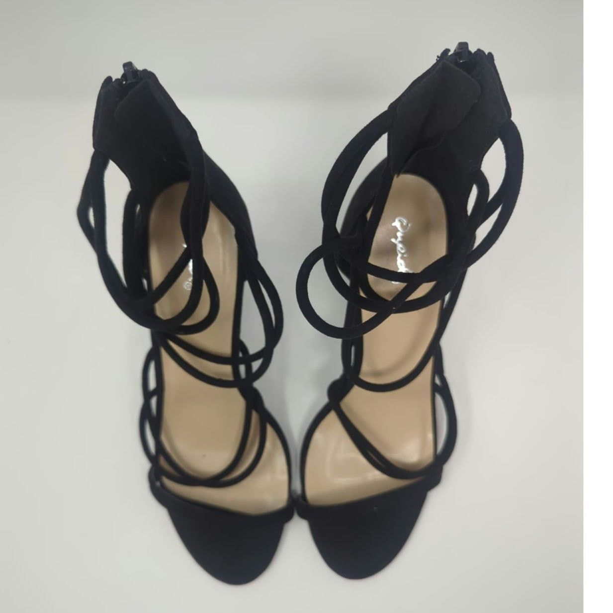 Other Qupid Black Faux Suede Platform Strappy Zip Stiletto Heels10 Size US 10 / IT 40 - 4 Thumbnail