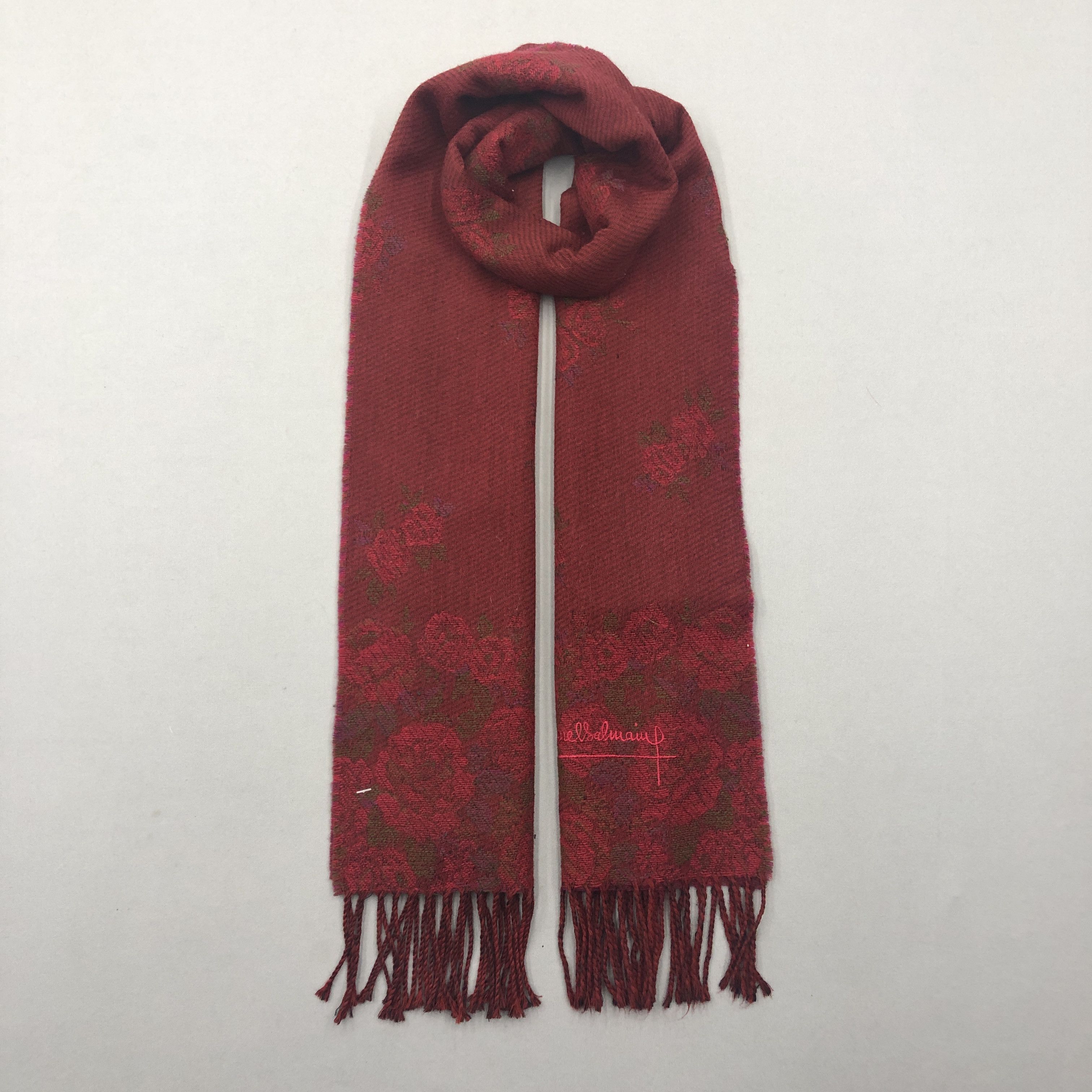 Japanese Brand Vintage Y2K Pierre Balmain Scarf Muffler Fringe Wool Scarves Size ONE SIZE - 1 Thumbnail
