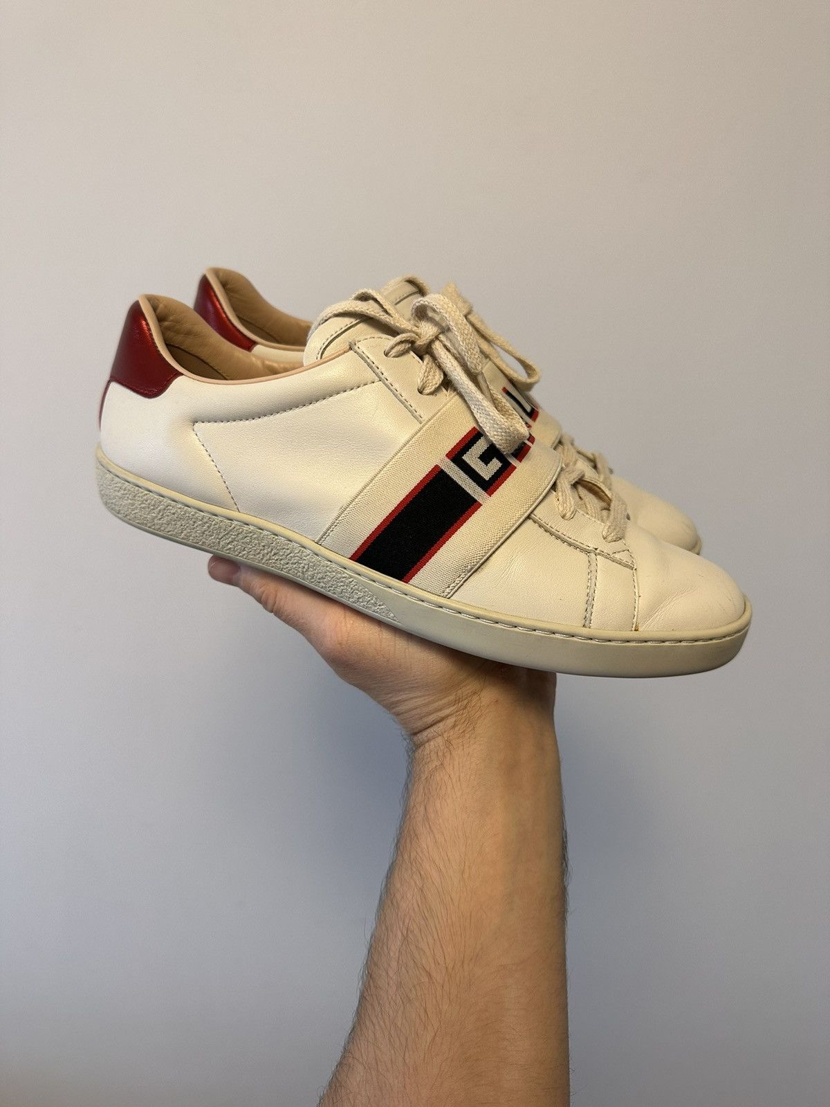 Gucci GUCCI Ace ‘Stripe Ivory’ low top sneakers leather 525269 Size US 9 / IT 39 - 10 Thumbnail