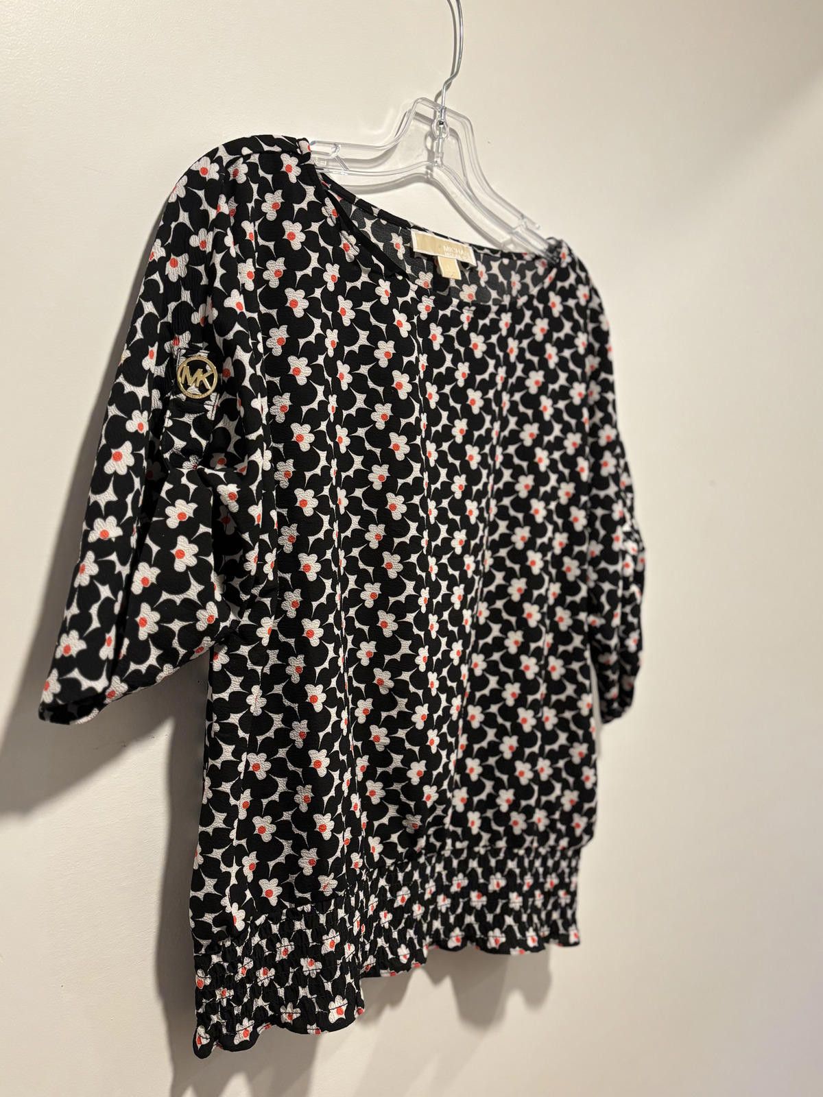 Michael Kors Michael Kors Black Floral Puff Sleeve Blouse Large Size L / US 10 / IT 46 - 2 Thumbnail