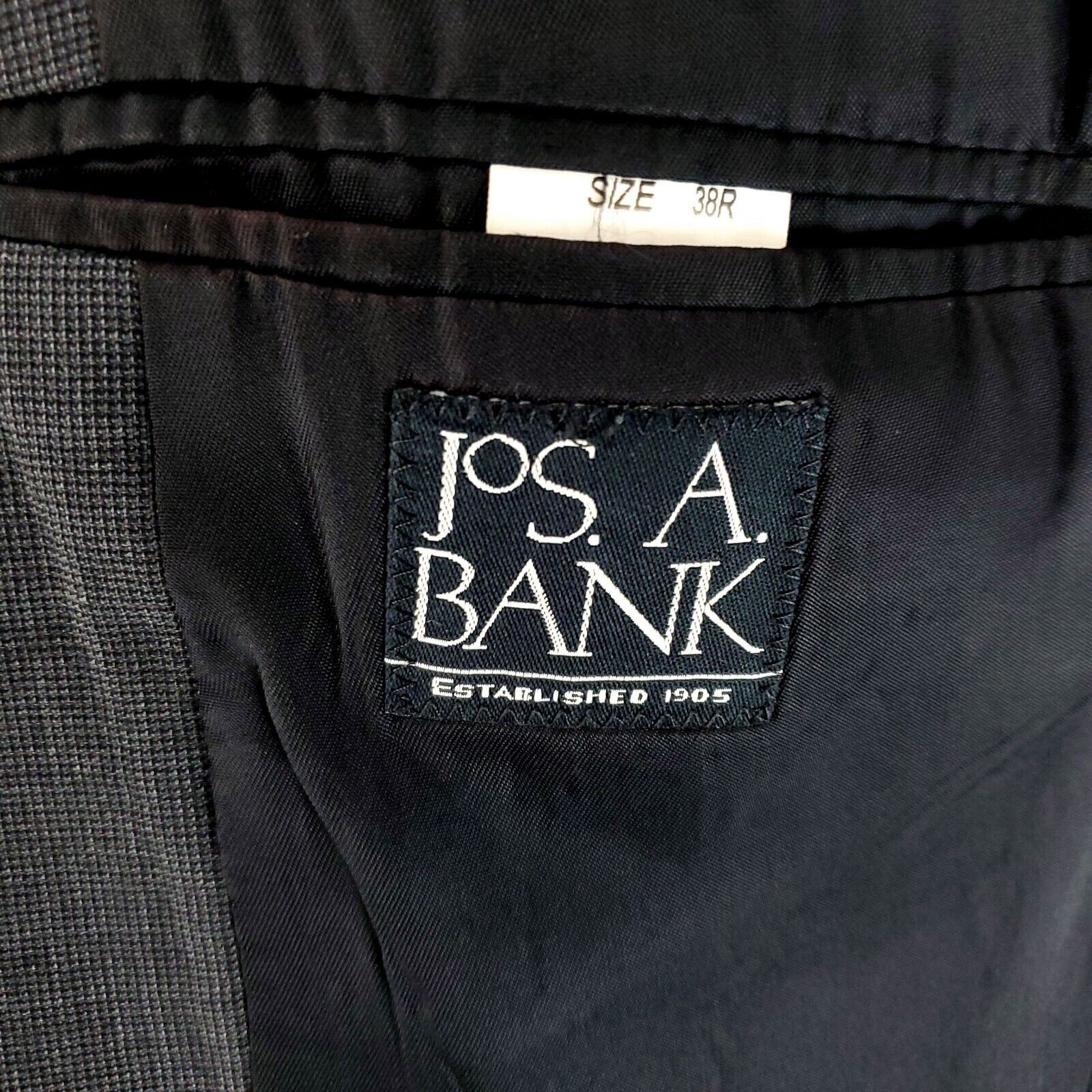 Jos. A. Bank Jos A Bank Wool 2 Button Blazer 40R Gray Star Check Sport Co Size 40R - 7 Thumbnail