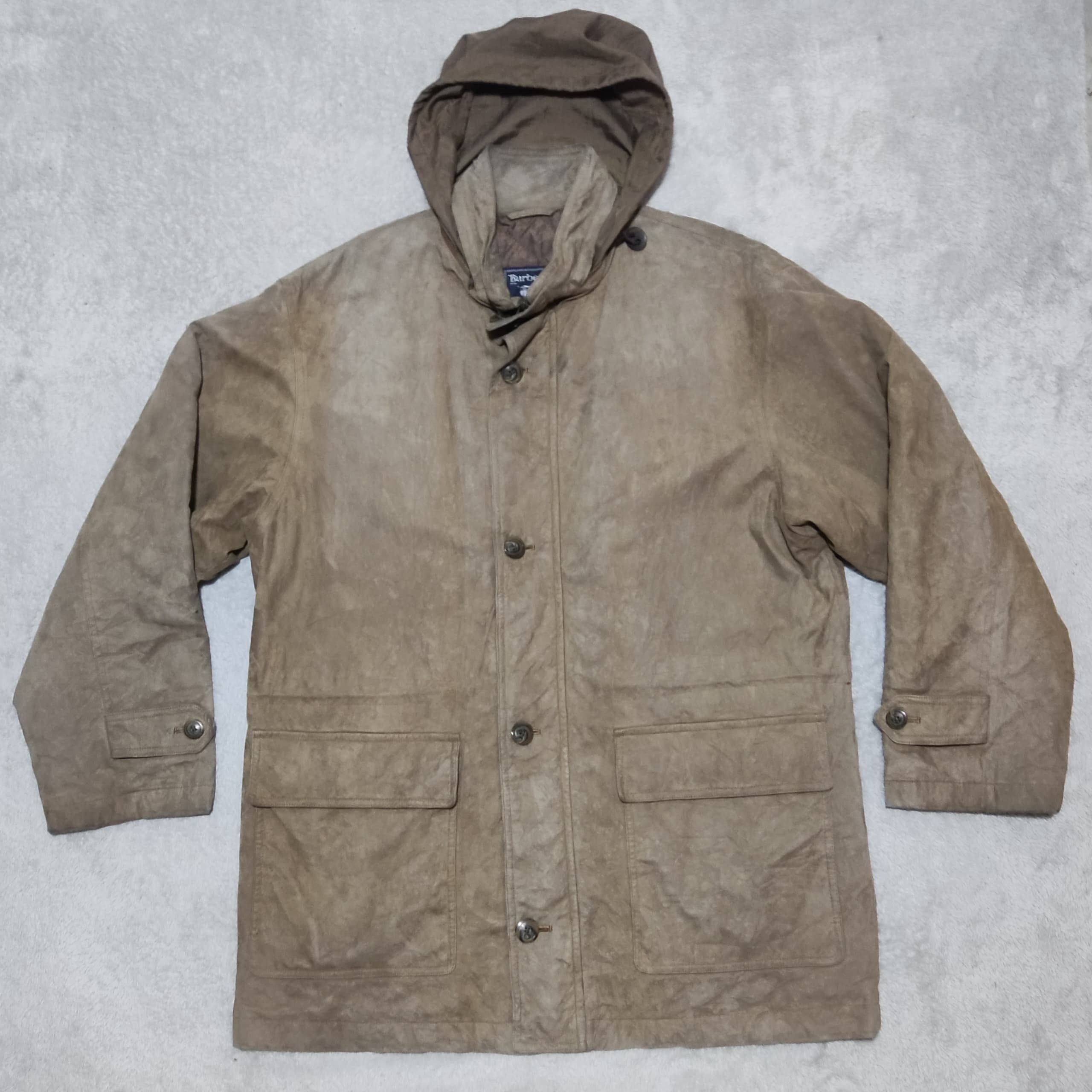Burberry × Gosha Rubchinskiy Vintage 90s Burberrys Hooded Jacket Quilted Tan Japan Label Size US XL / EU 56 / 4 - 1 Thumbnail