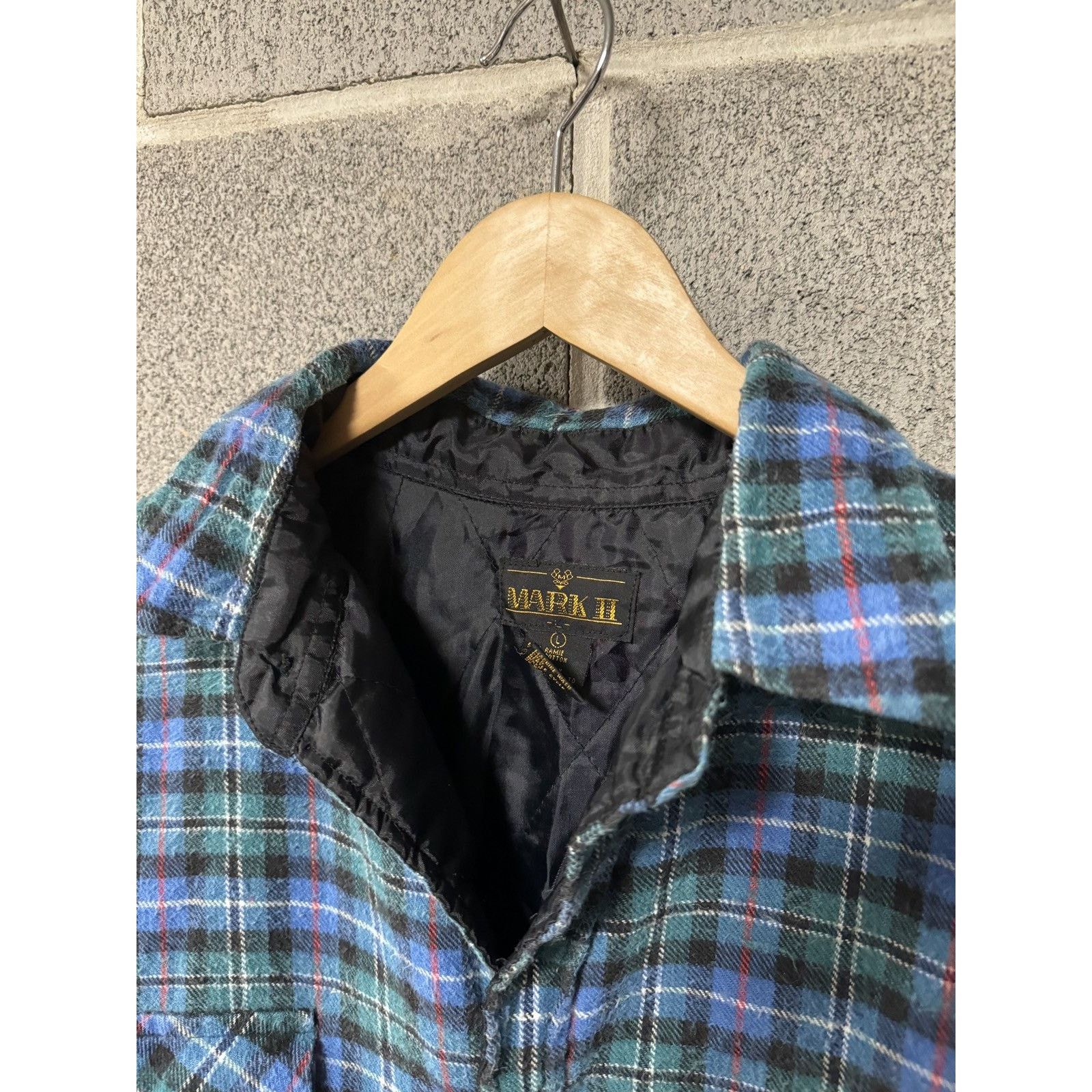 Vintage 90s Faded Blue Plaid Quilted Lined Skater Flannel ERD Grunge Size US L / EU 52-54 / 3 - 7 Thumbnail