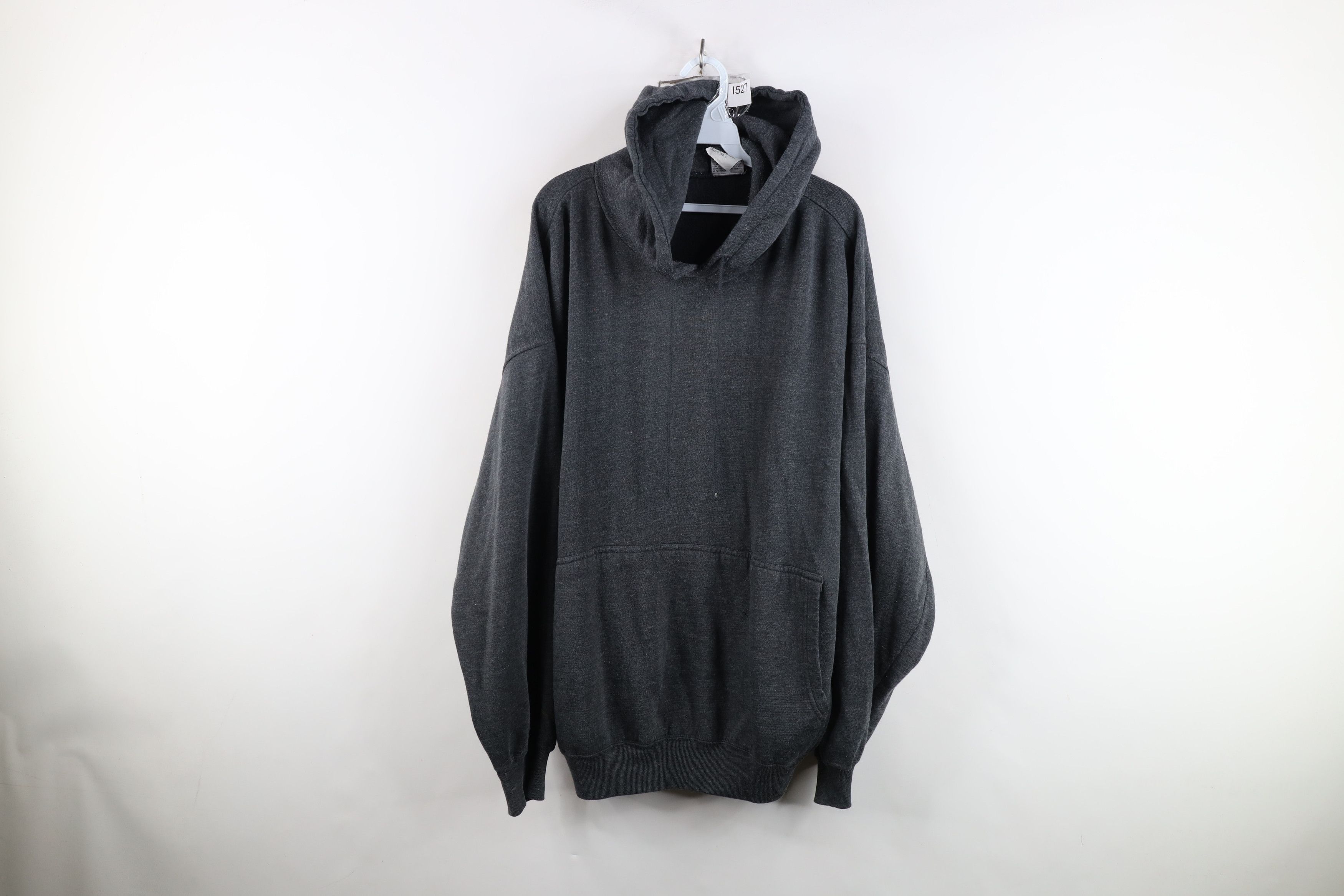 Vintage Vintage 90s Streetwear Blank Hoodie Sweatshirt Charcoal Gray Size US XXL / EU 58 / 5 - 1 Thumbnail