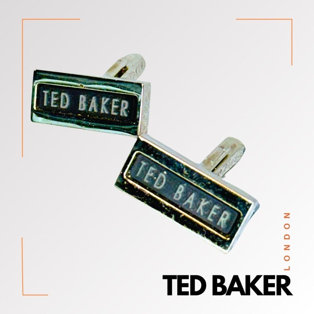 Ted Baker TED BAKER Men's Silver & Black Logo Cufflinks Size ONE SIZE - 1 Thumbnail