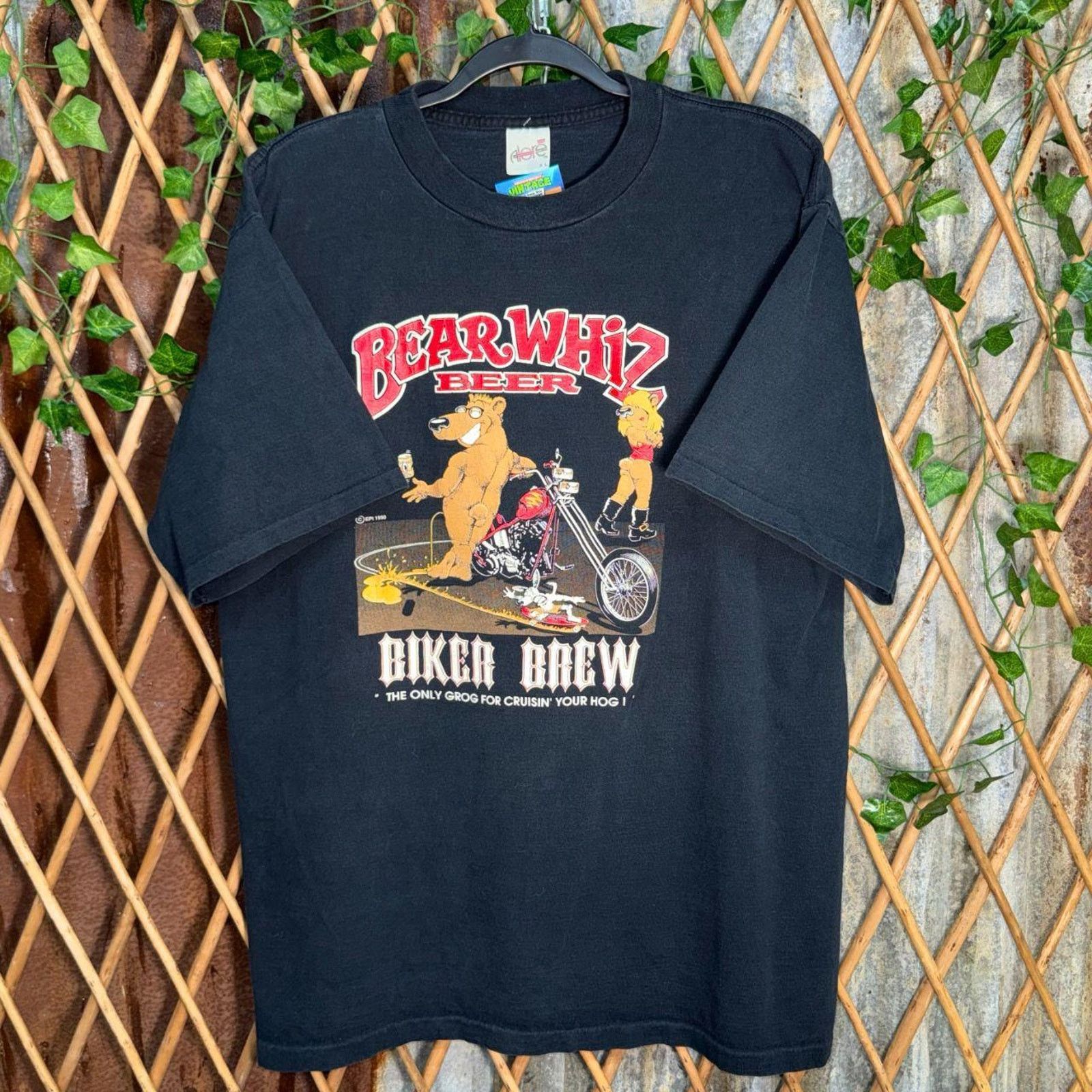 Vintage Vintage y2k bear whiz beer biker brew 1990 motorcycle tshirt Size US XL / EU 56 / 4 - 1 Thumbnail