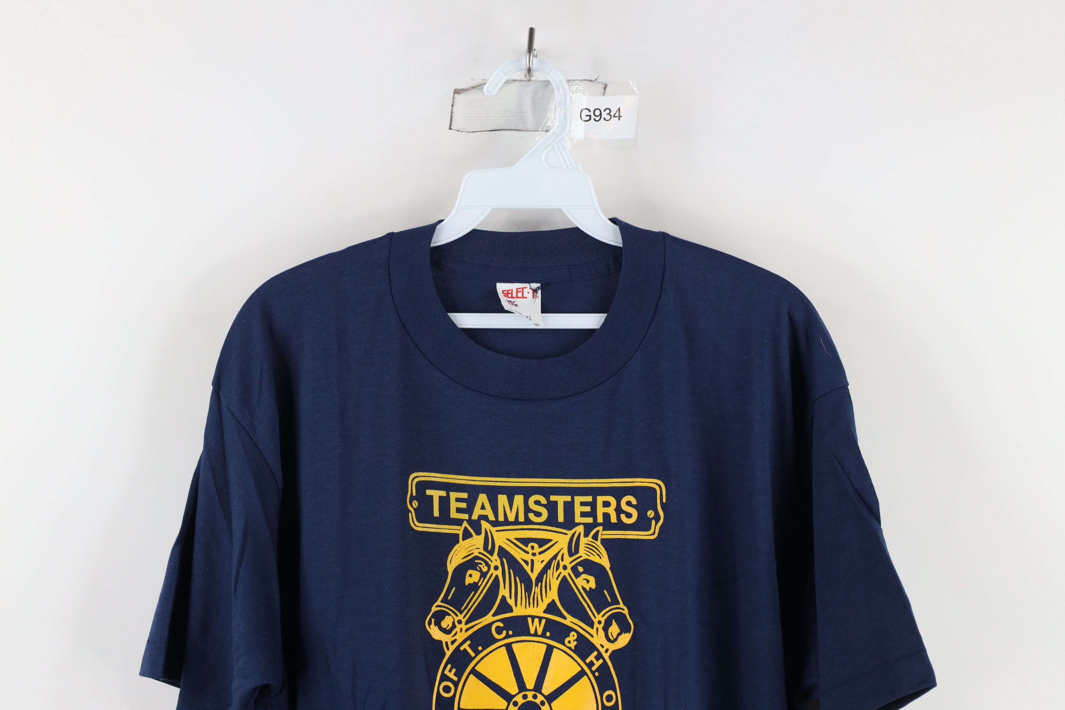 Vintage NOS Vintage 80s Local 20 Teamsters Union T-Shirt Blue USA Size US XL / EU 56 / 4 - 2 Thumbnail
