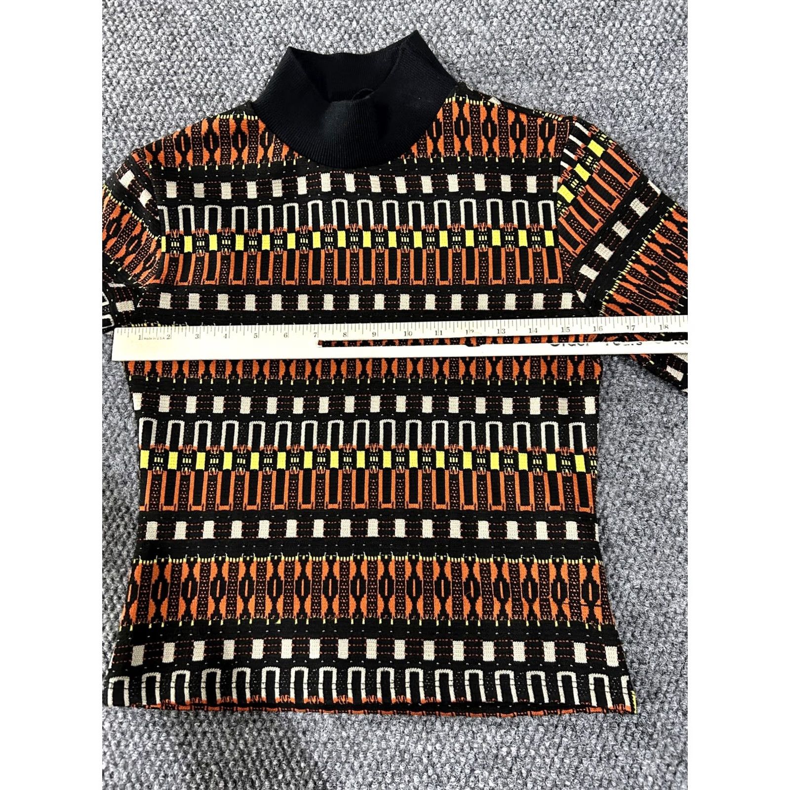 Zara Zara Sweater Womens Small Multicolor Geometric Mock Neck Pullover Knit Size S / US 4 / IT 40 - 3 Thumbnail