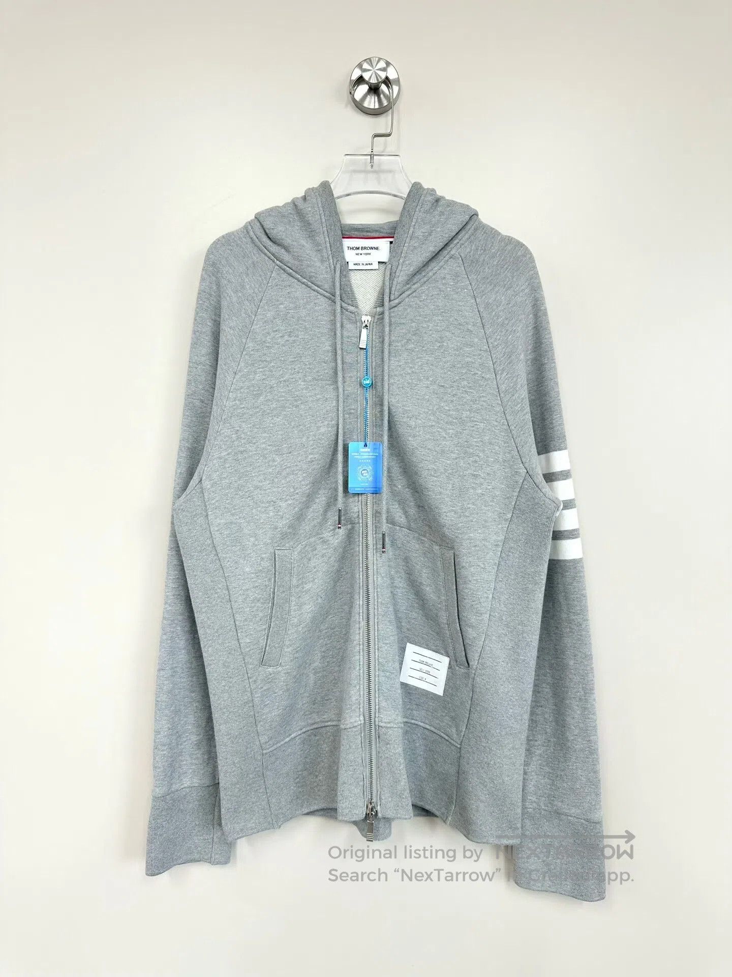 Thom Browne Thom Browne Gray Classic Four Stripe Zip-up Hooded Sweatsh Size US XL / EU 56 / 4 - 1 Thumbnail