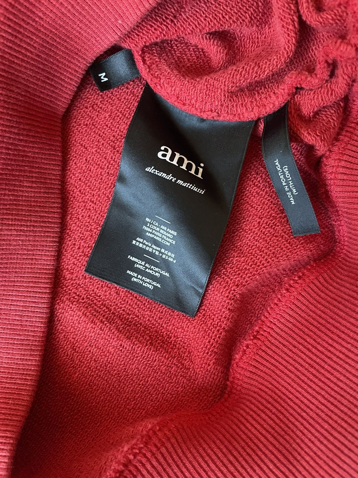 AMI 🔥 AMI Paris Red Hoodie "Ami!" Logo Embroidered Size US M / EU 48-50 / 2 - 6 Thumbnail