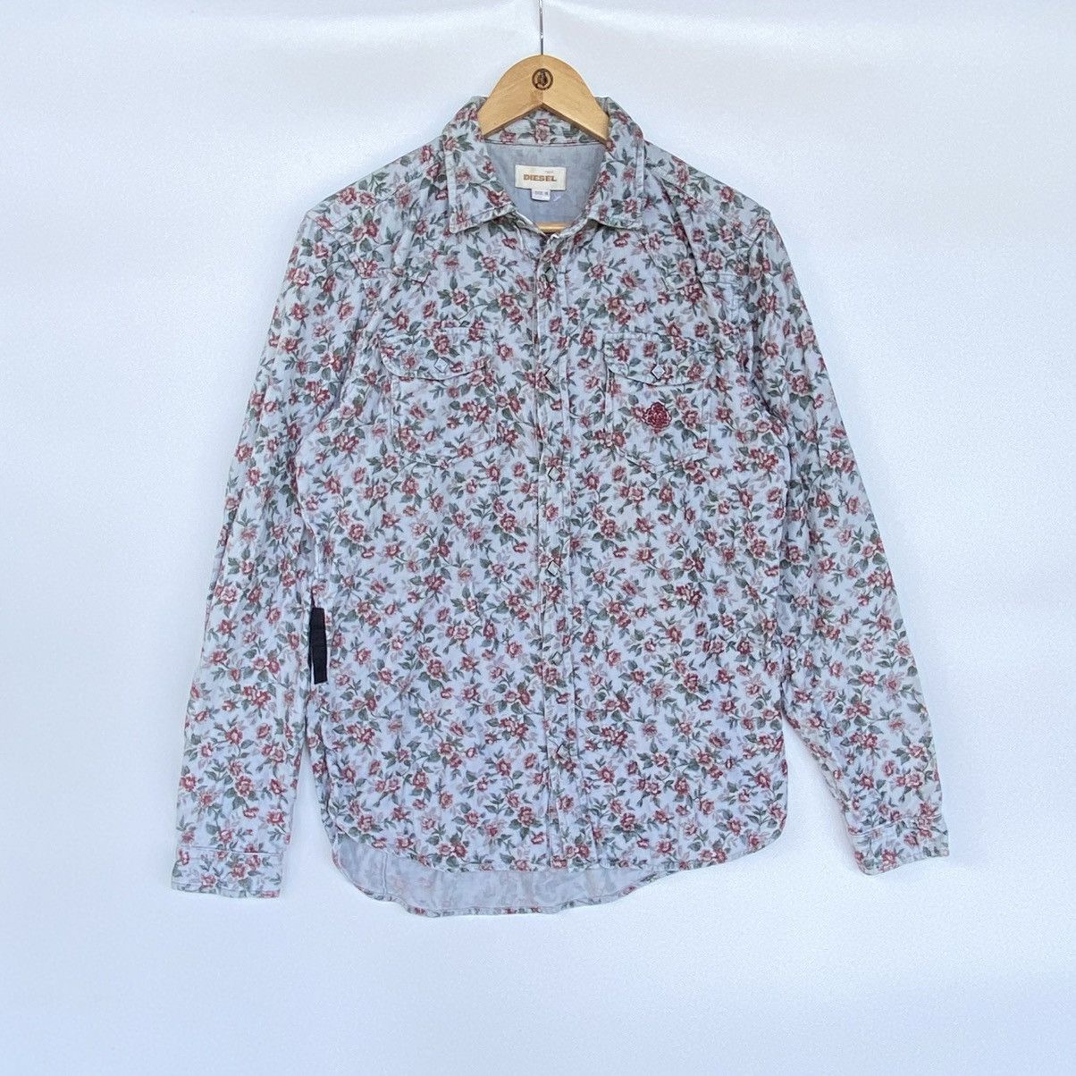 Other Vintage Diesel Blue Floral Button Up Pullover Jumper Size M Size M / US 6-8 / IT 42-44 - 1 Thumbnail