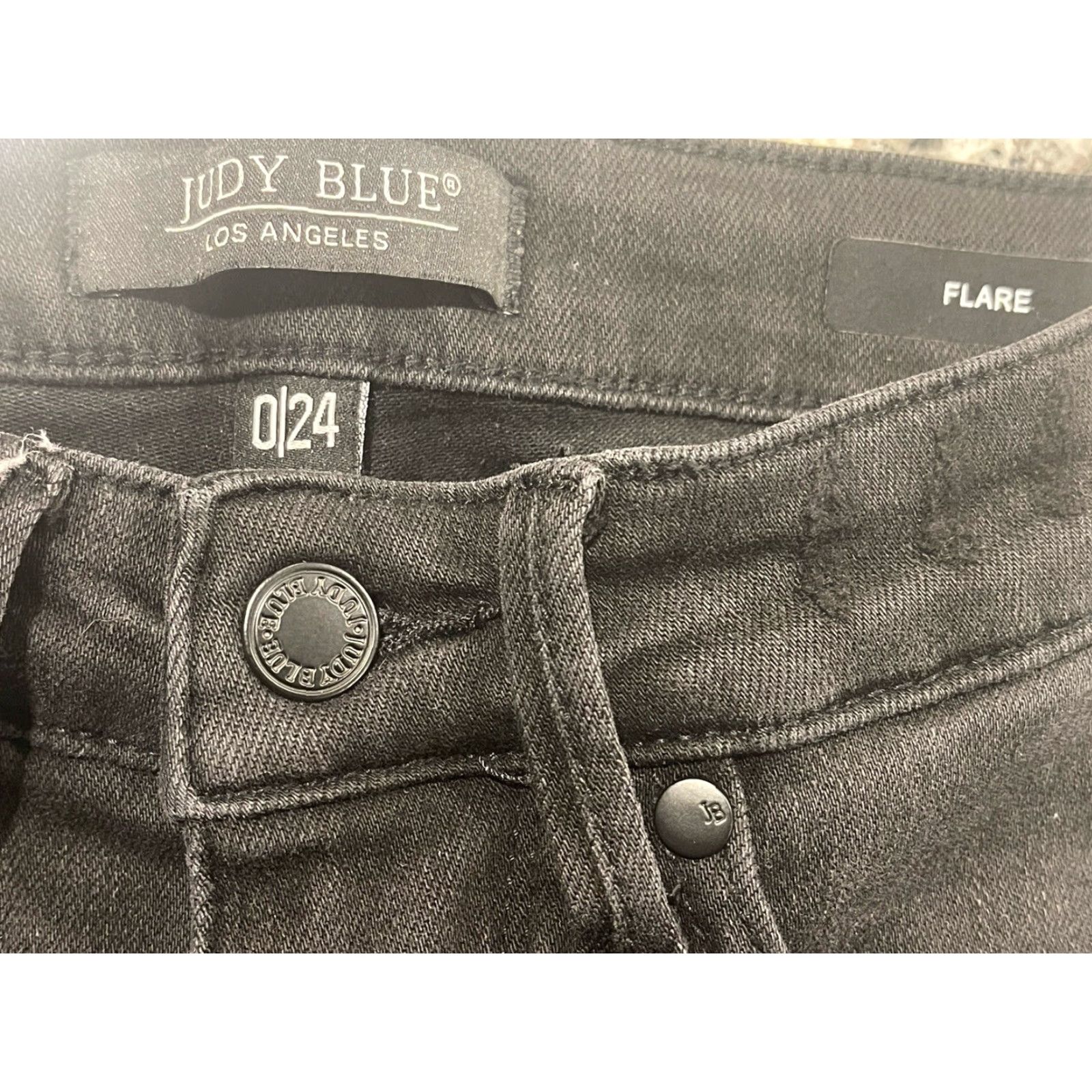 Vintage Judy Blue Jeans Womens Black Distressed Flare Stretch 0/24 5-Pocket Denim Size 25" / US 0 / IT 36 - 5 Thumbnail