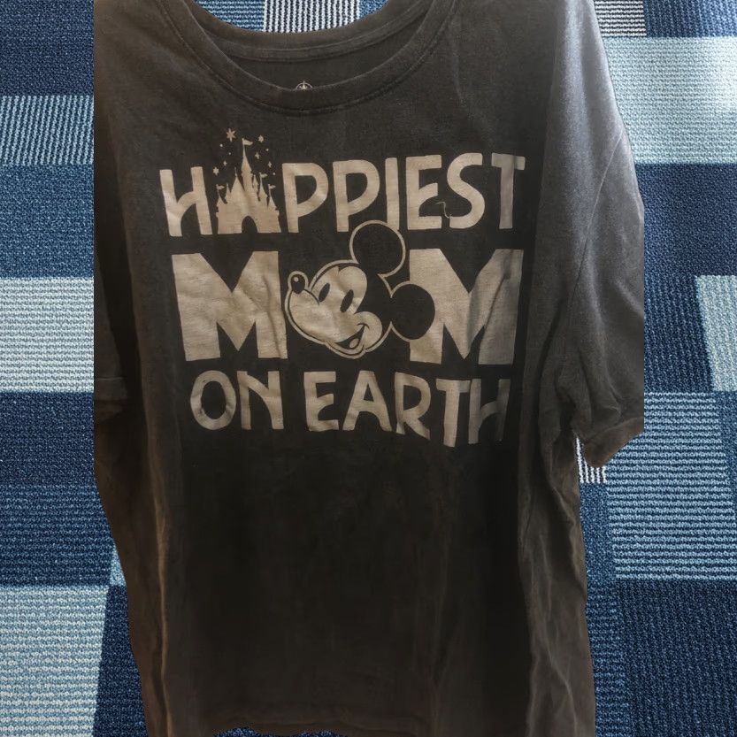Disney Disney Mickey Mouse Happiest MOM On Earth Short Sleeve T Shirt Top 2X Women Black Cotton Crew Neck Pullover Casual Shirt Size XXL / US 16-18 / IT 52-54 - 1 Thumbnail