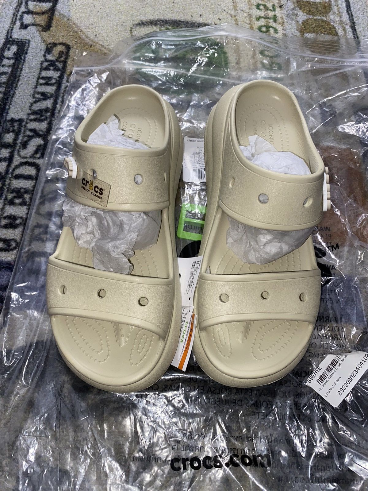 Crocs CROCS Beige Crush Sandals Size US 13 / EU 46 - 1 Thumbnail