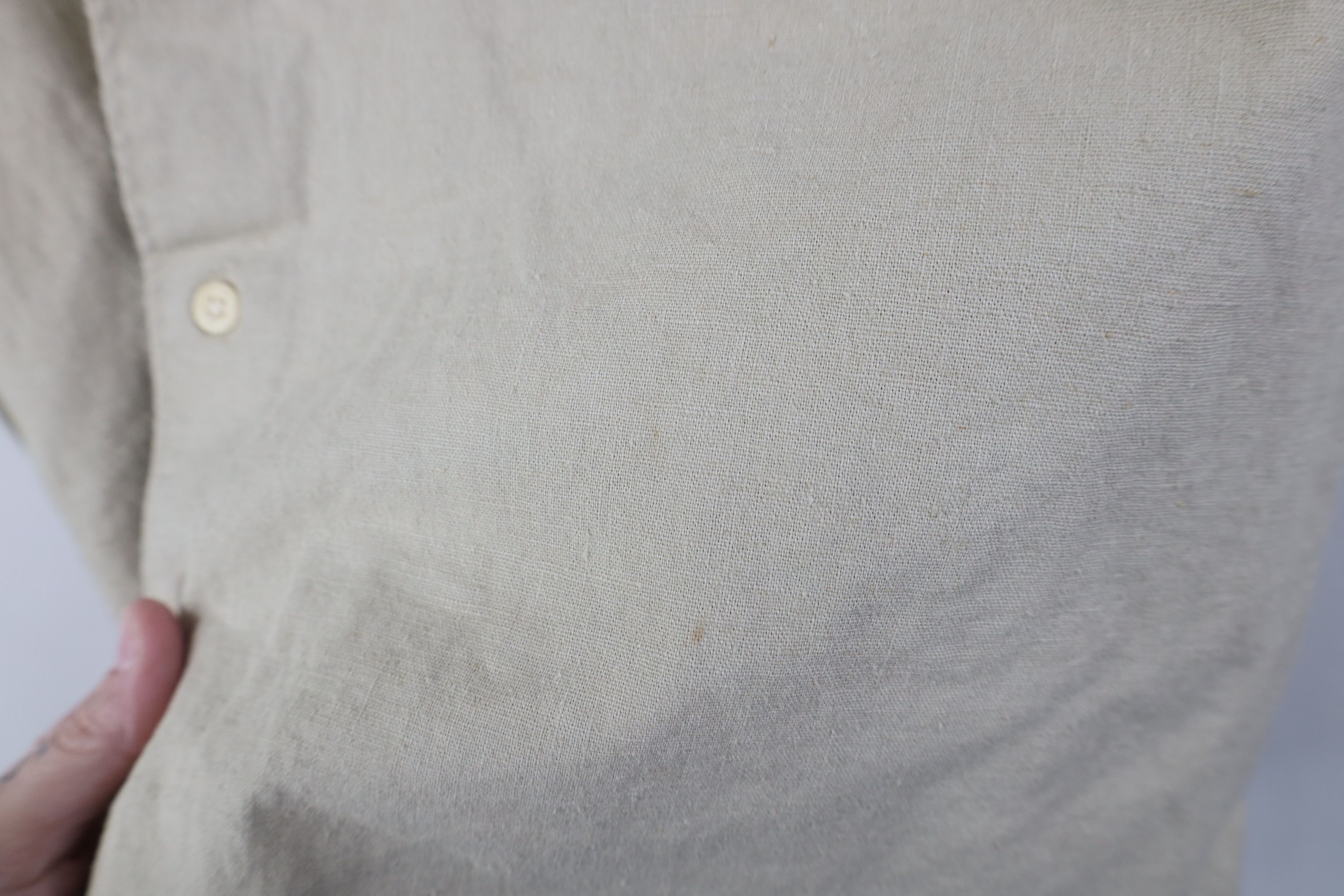 Vintage Vintage 90s Streetwear Heavy Linen Short Sleeve Button Shirt Size US L / EU 52-54 / 3 - 6 Thumbnail