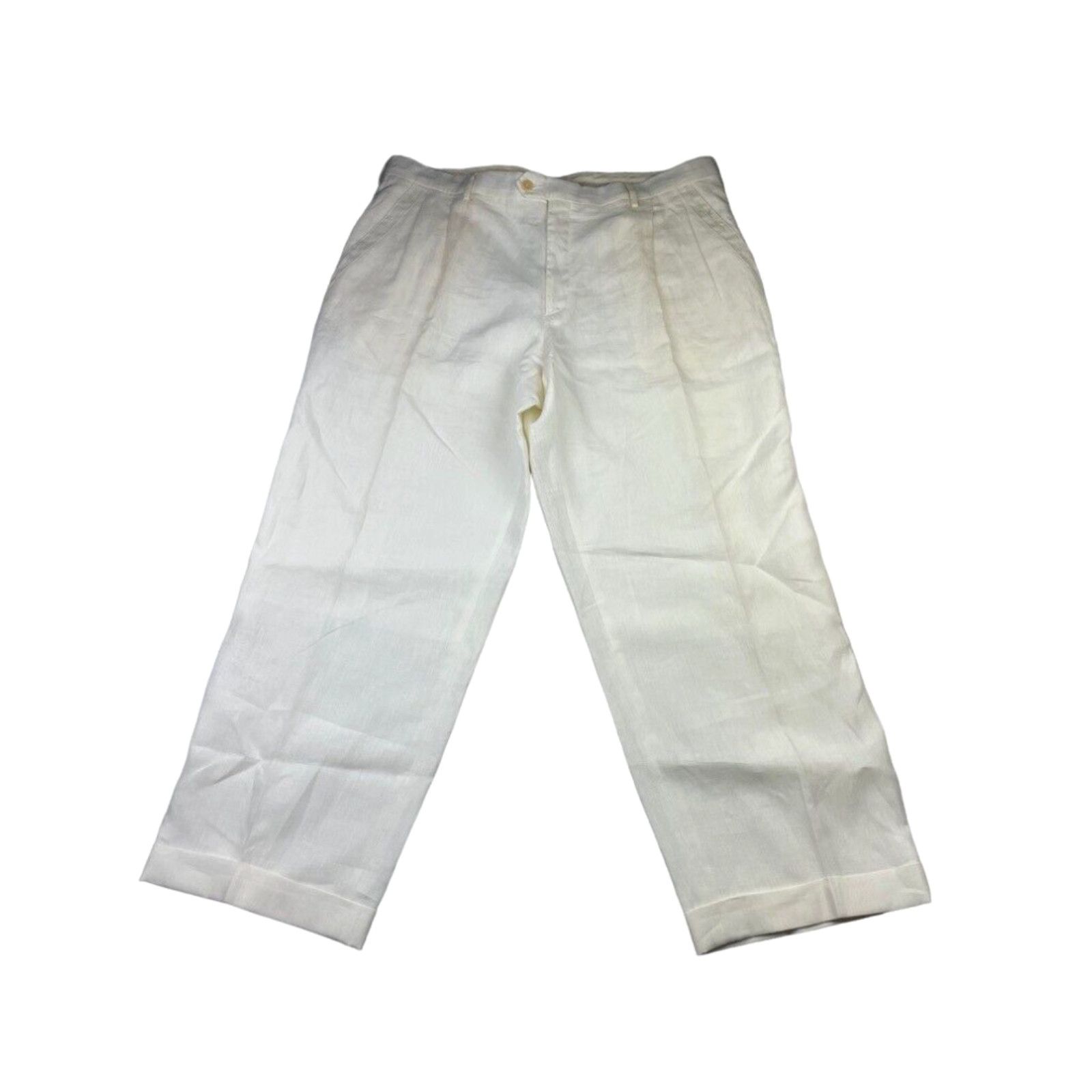 Vintage Umberto Bilancioni Men's 100 Linen Pleated Dress Pants Ivory