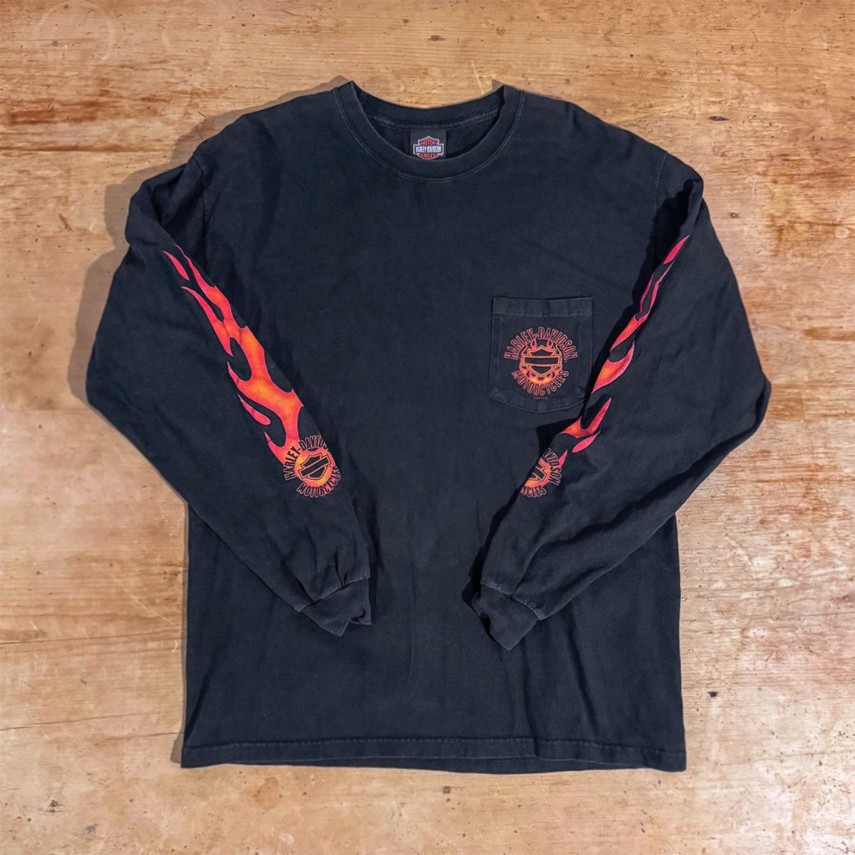 Harley Davidson VTG 1998 Harley-Davidson L/S Pocket Tee Size US L / EU 52-54 / 3 - 1 Thumbnail
