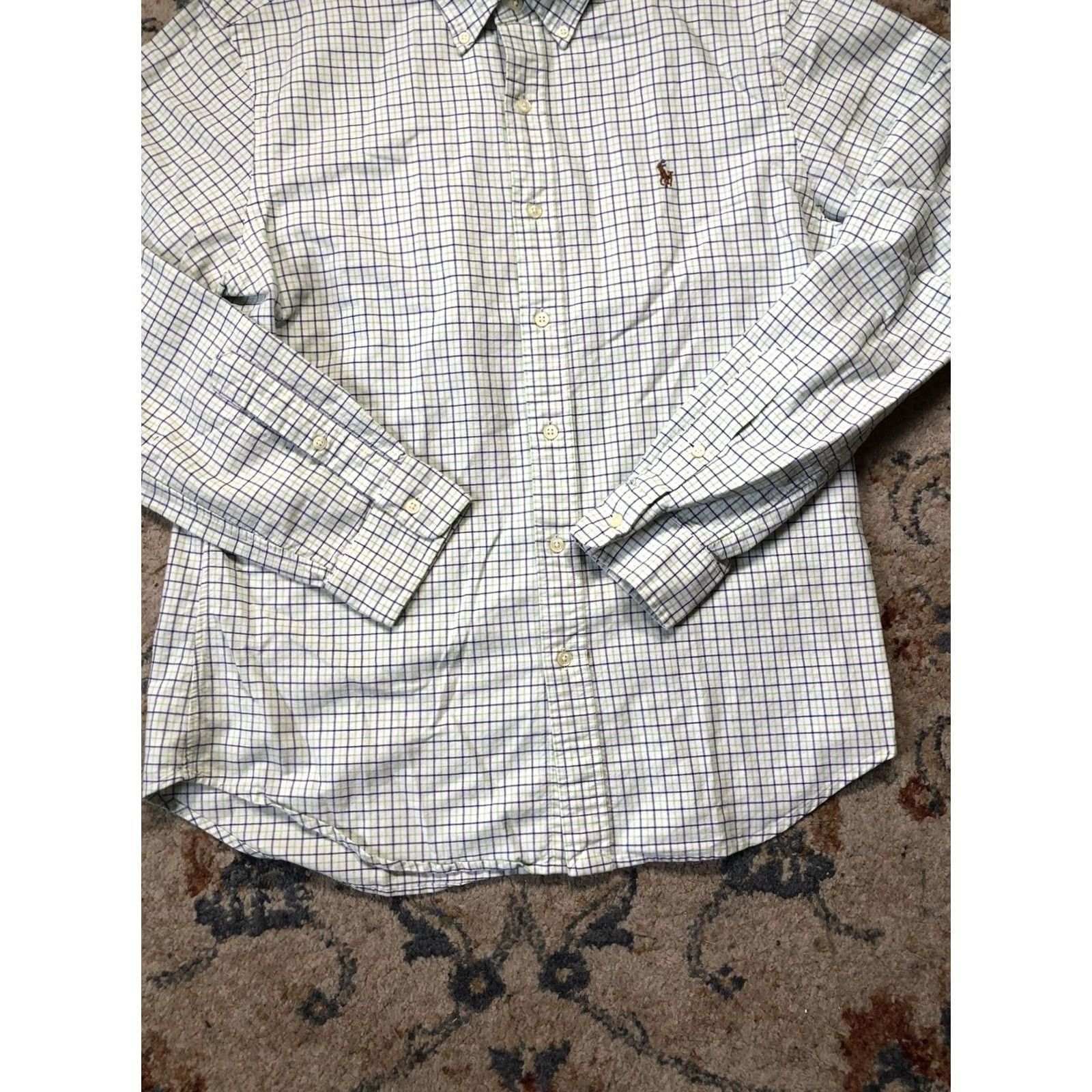 Ralph Lauren Ralph Lauren Shirt Slim Fit Button-Down Tattersall Check Pony Embroidered White Green Navy Mens Large Long Sleeve Button-Up Collared Pony Size US L / EU 52-54 / 3 - 5 Thumbnail