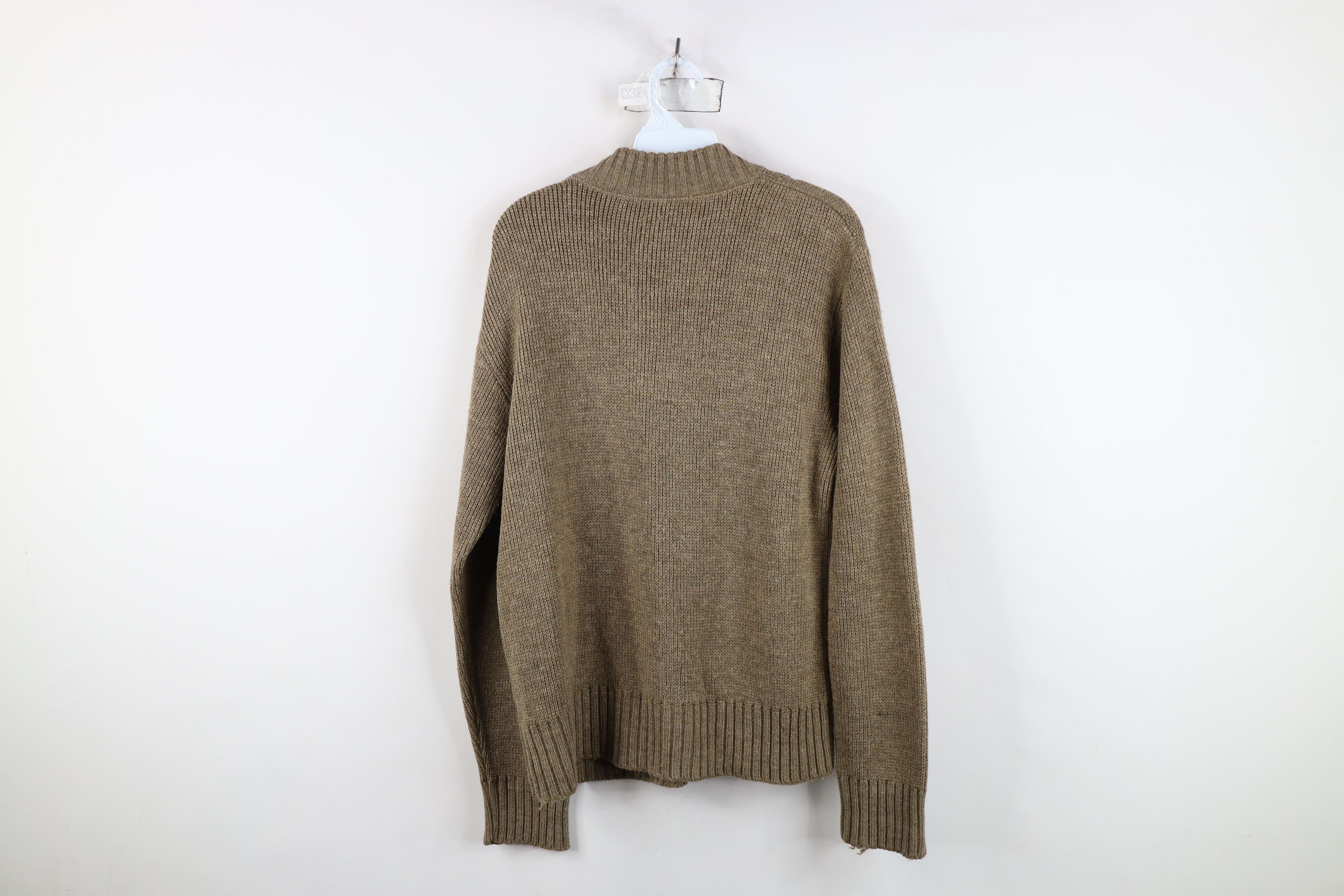 Vintage Vintage 90s Streetwear Knit Henley Sweater Beige Brown Size US M / EU 48-50 / 2 - 11 Thumbnail