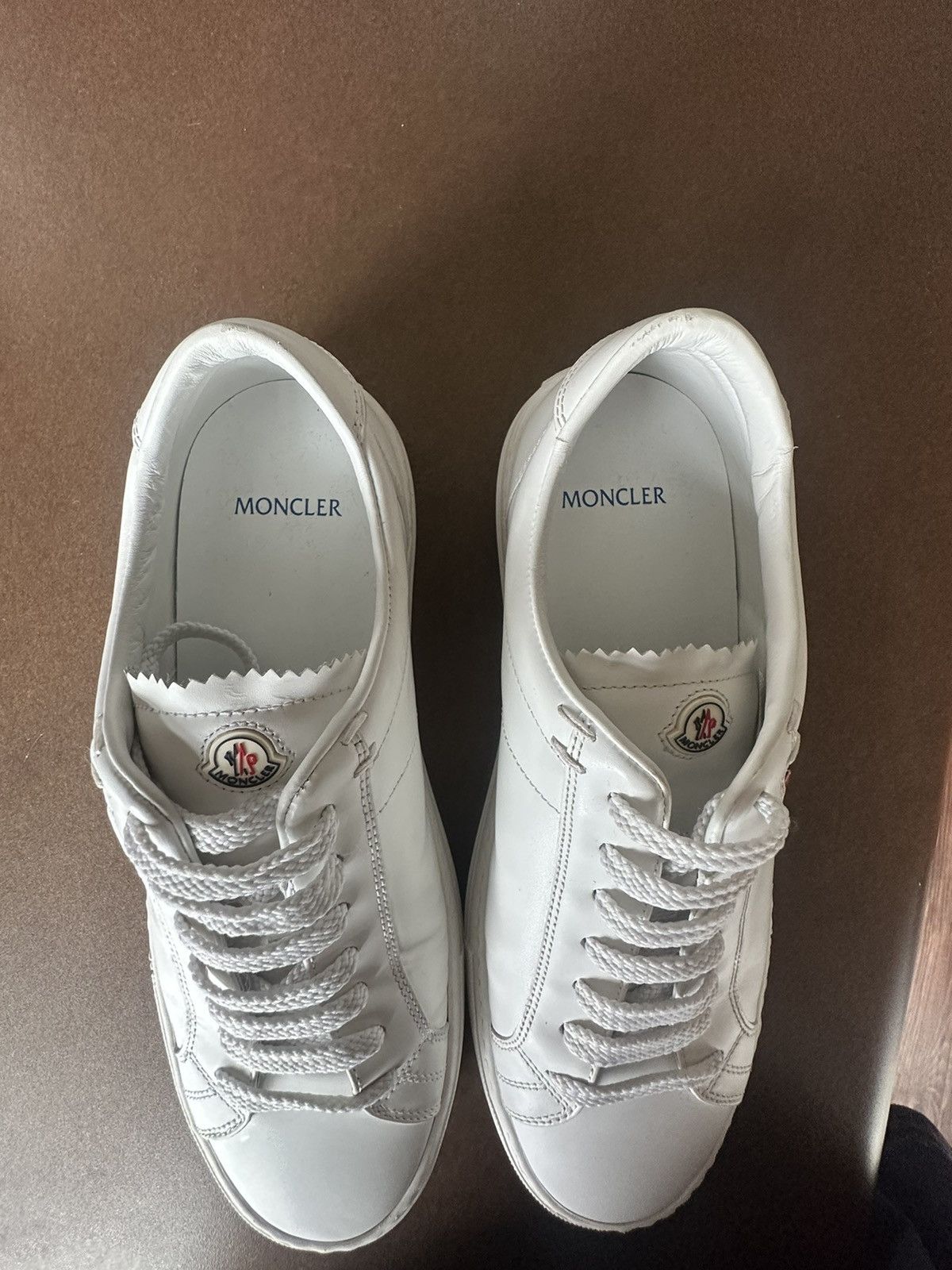 Moncler Men’a Moncler Monaco White Leather Shoes Size US 8 / EU 41 - 2 Thumbnail