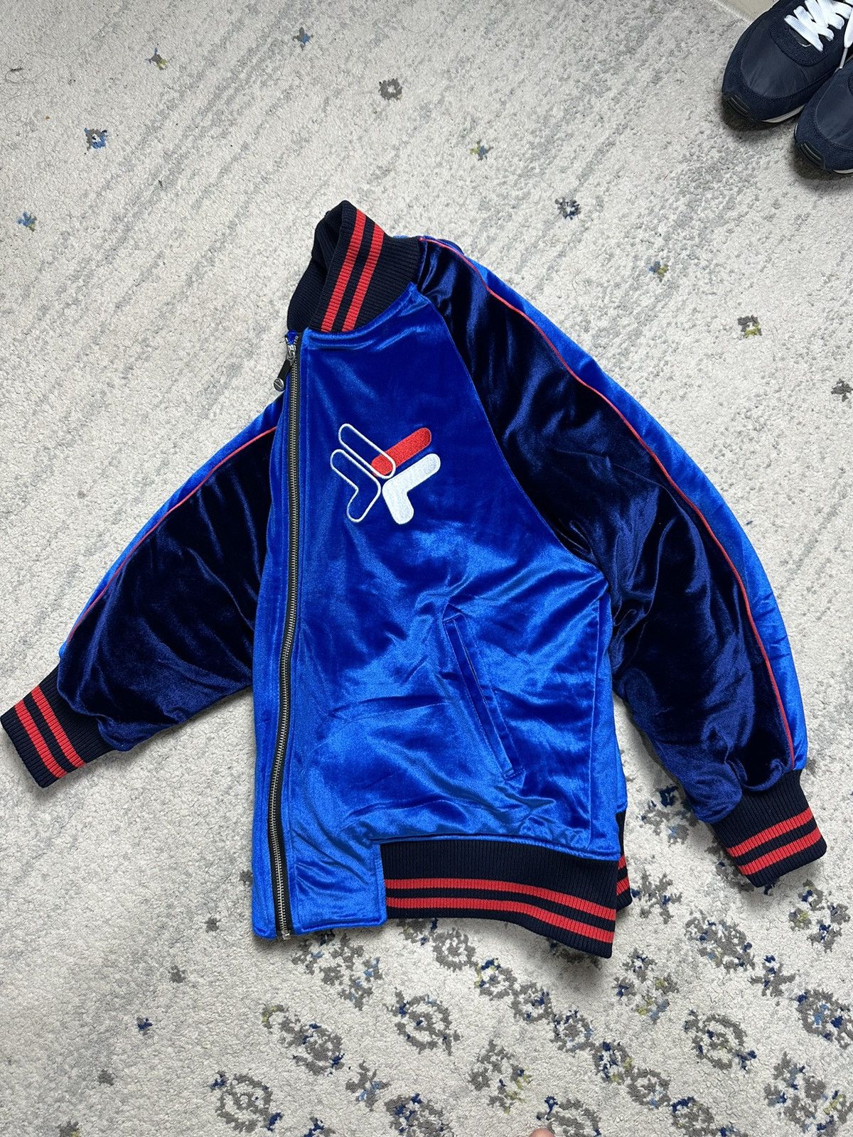 Fila × Japanese Brand D-Antidote x Fila Logo Velvet Stadium Jacket Blue/Navy Size US M / EU 48-50 / 2 - 4 Thumbnail